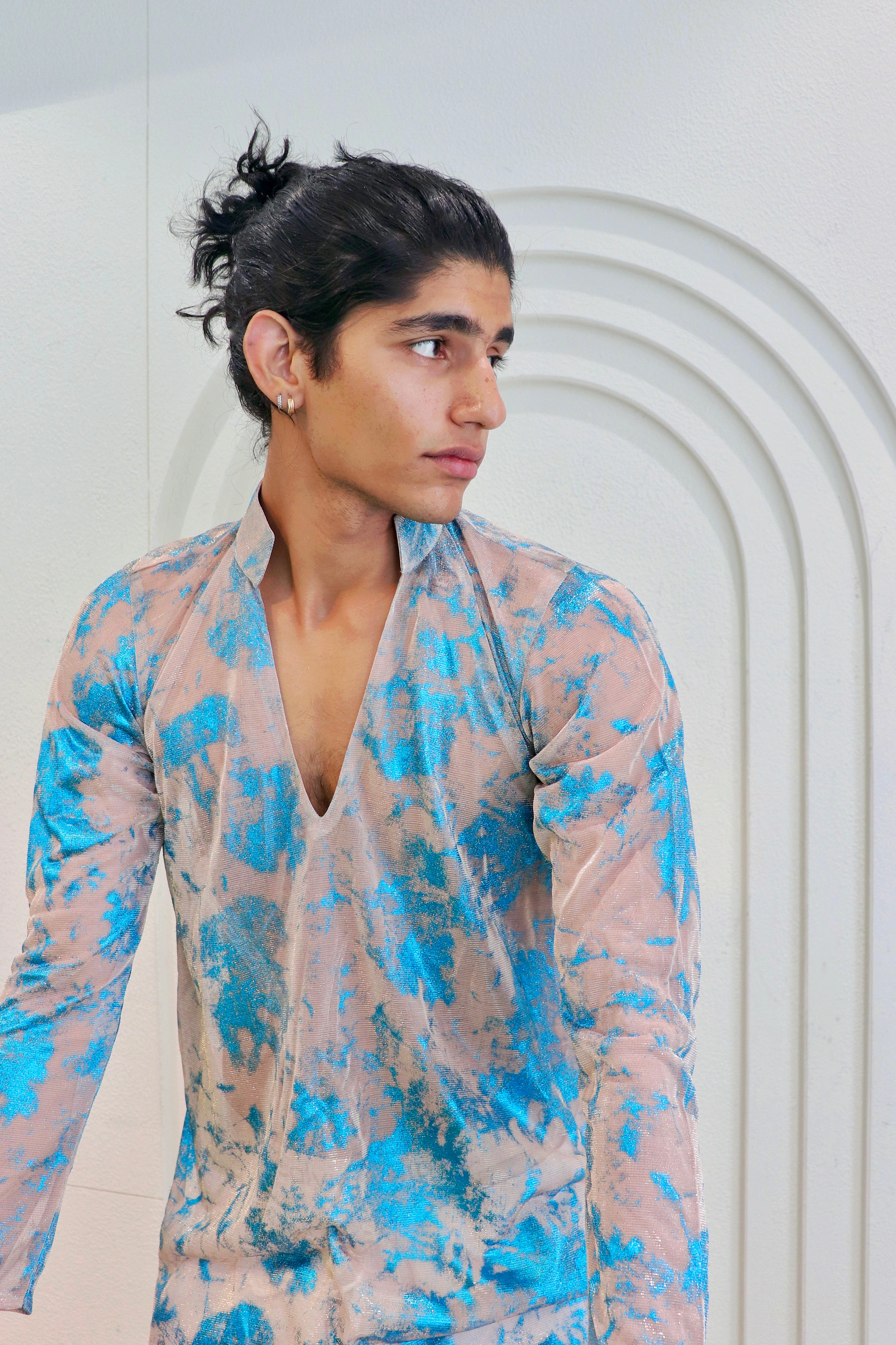 Aqua sheer kurta shirt