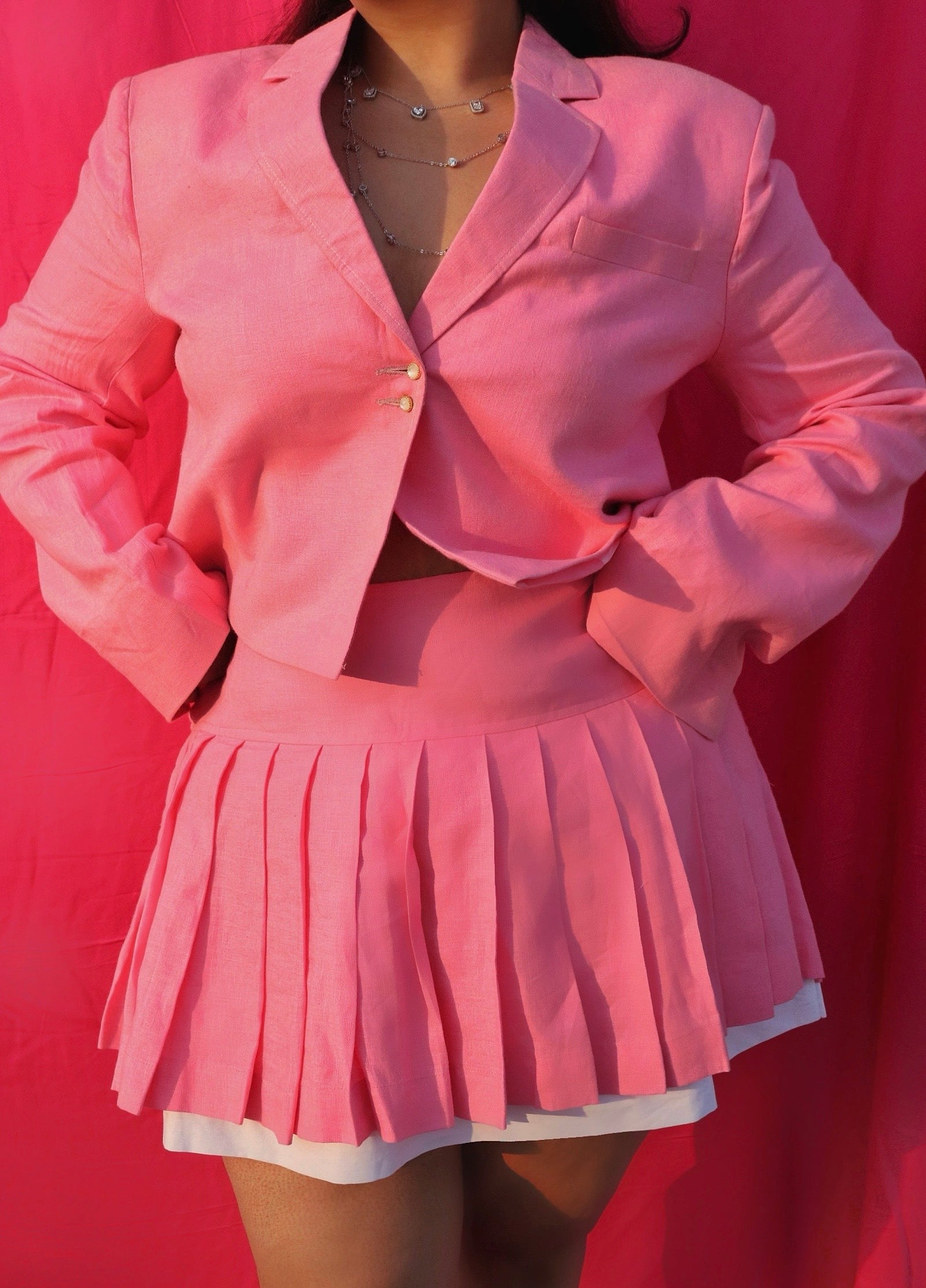 Double layered heart detail skirt.