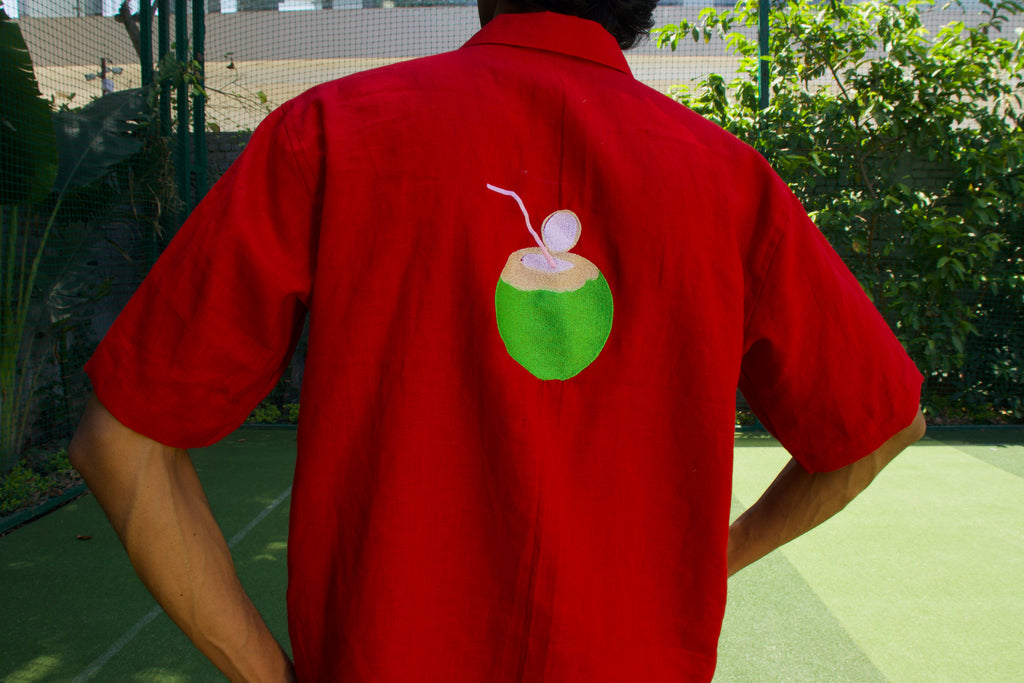 Stay Hydrated PURE Linen Shirt – Red