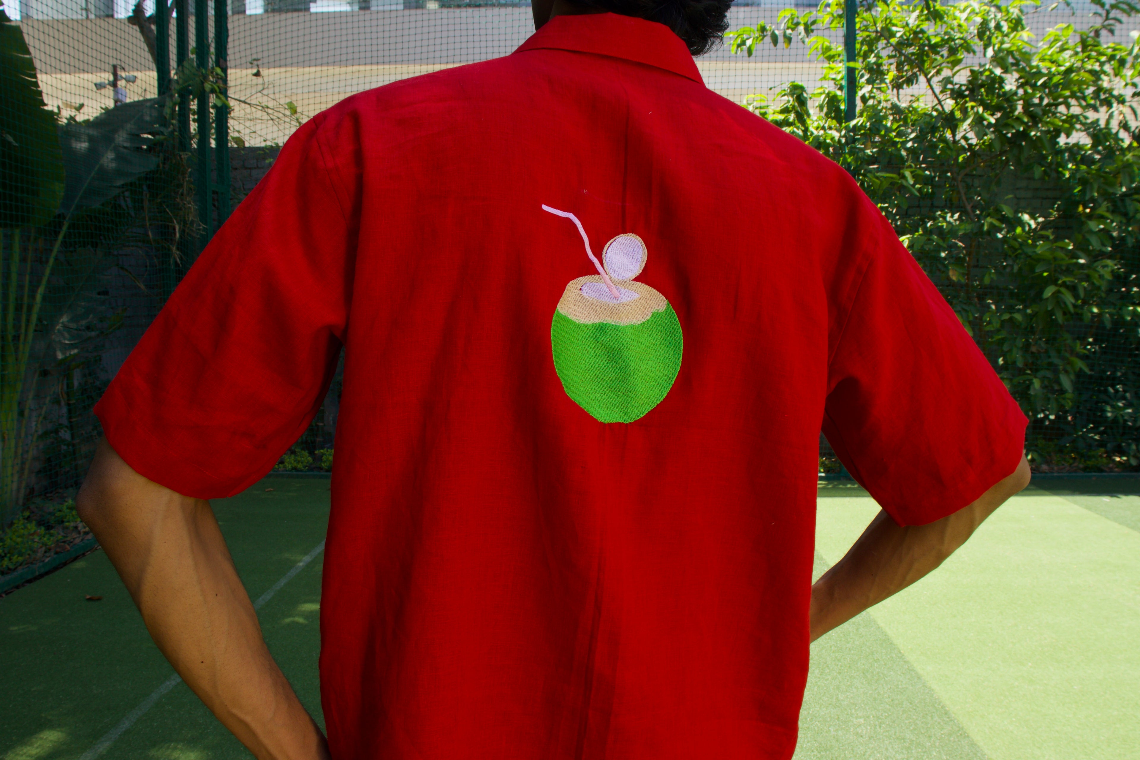 Stay Hydrated PURE Linen Shirt – Red