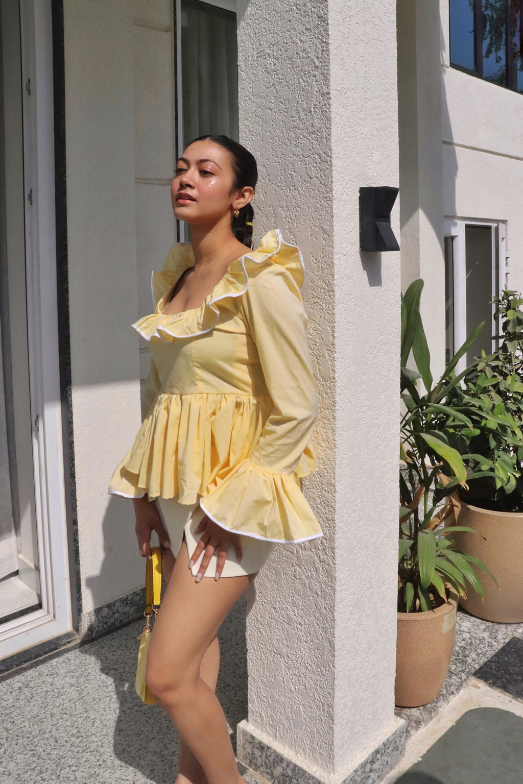Butter yellow Ruffle top