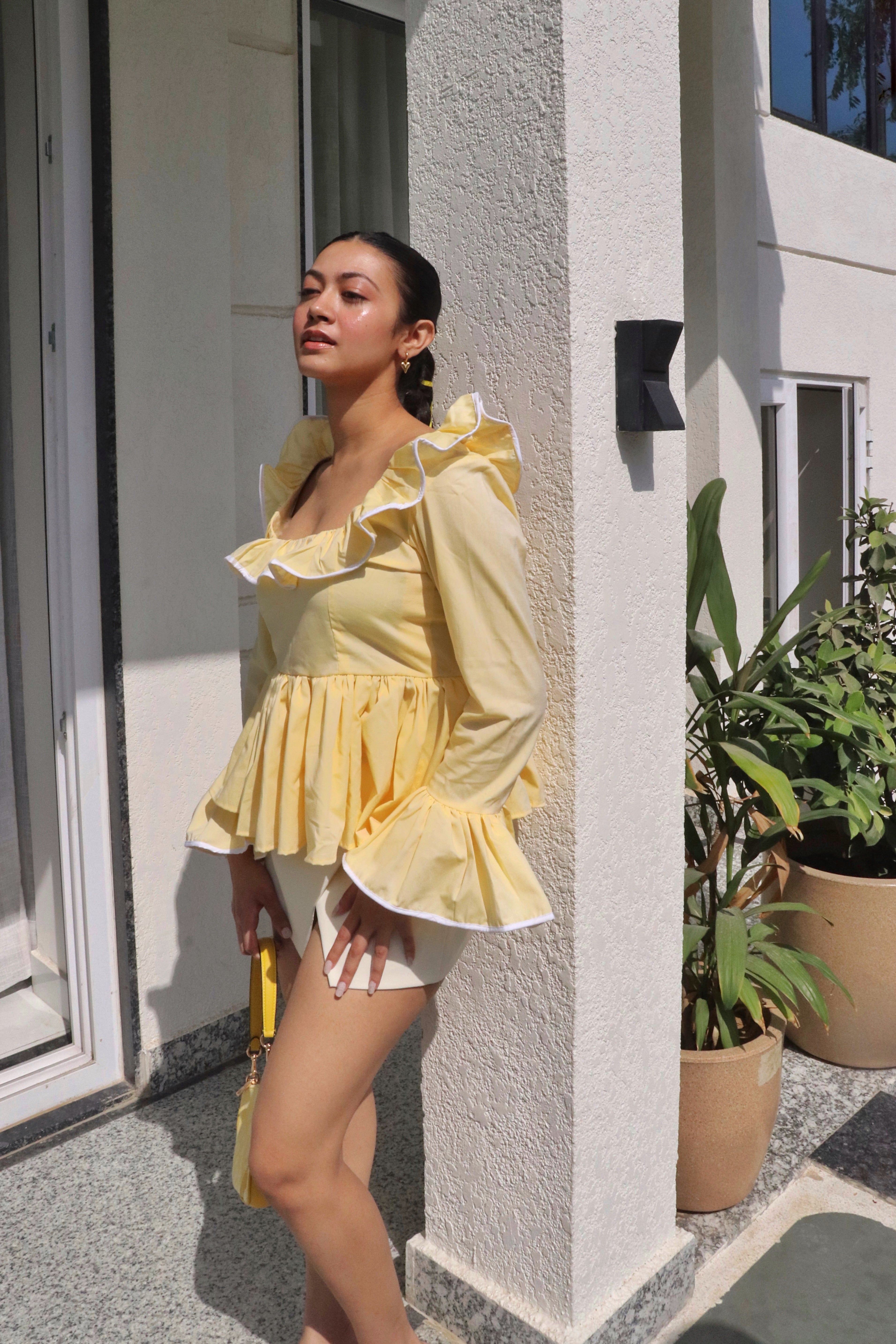Butter yellow Ruffle top