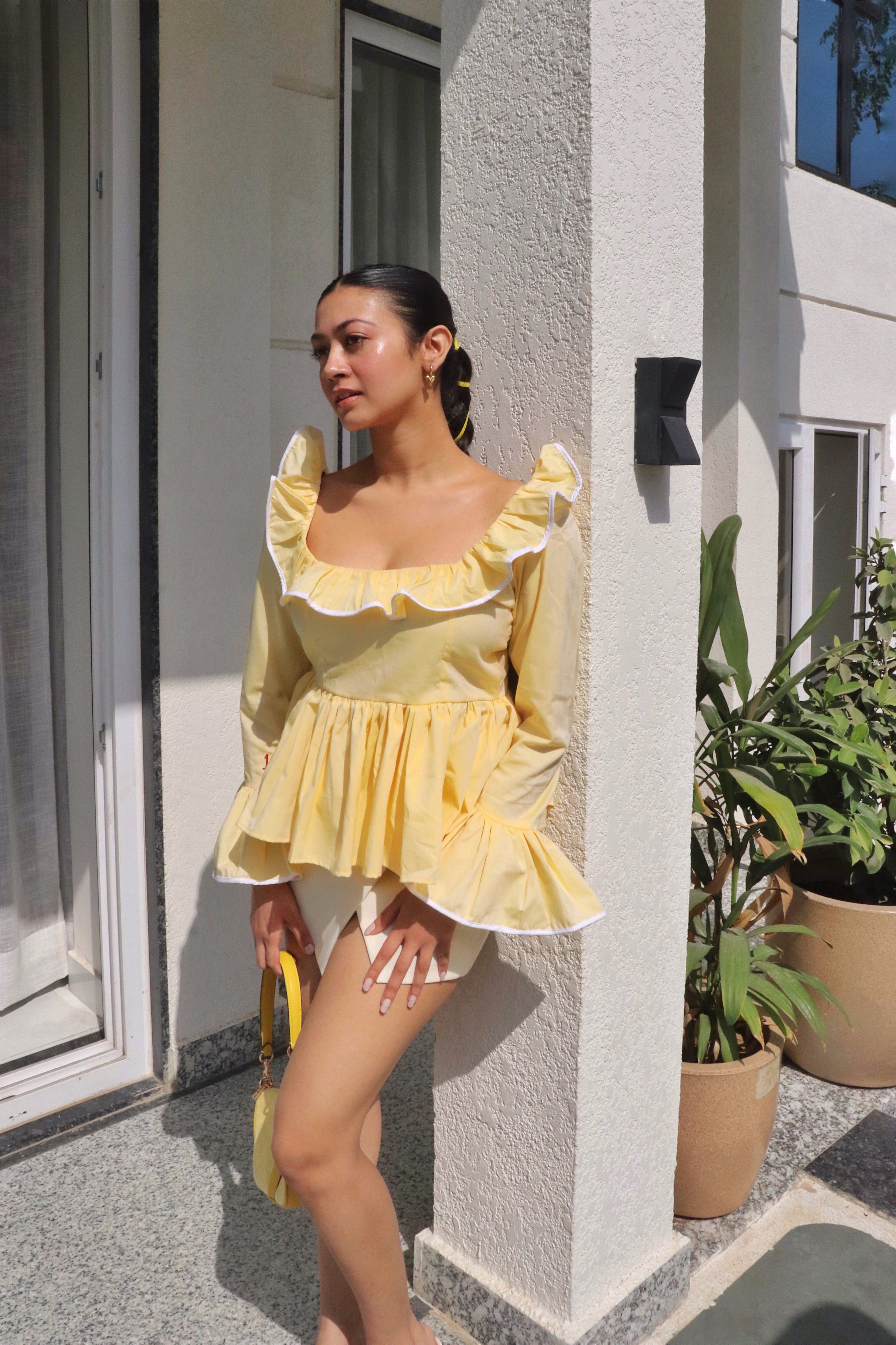 Butter yellow Ruffle top