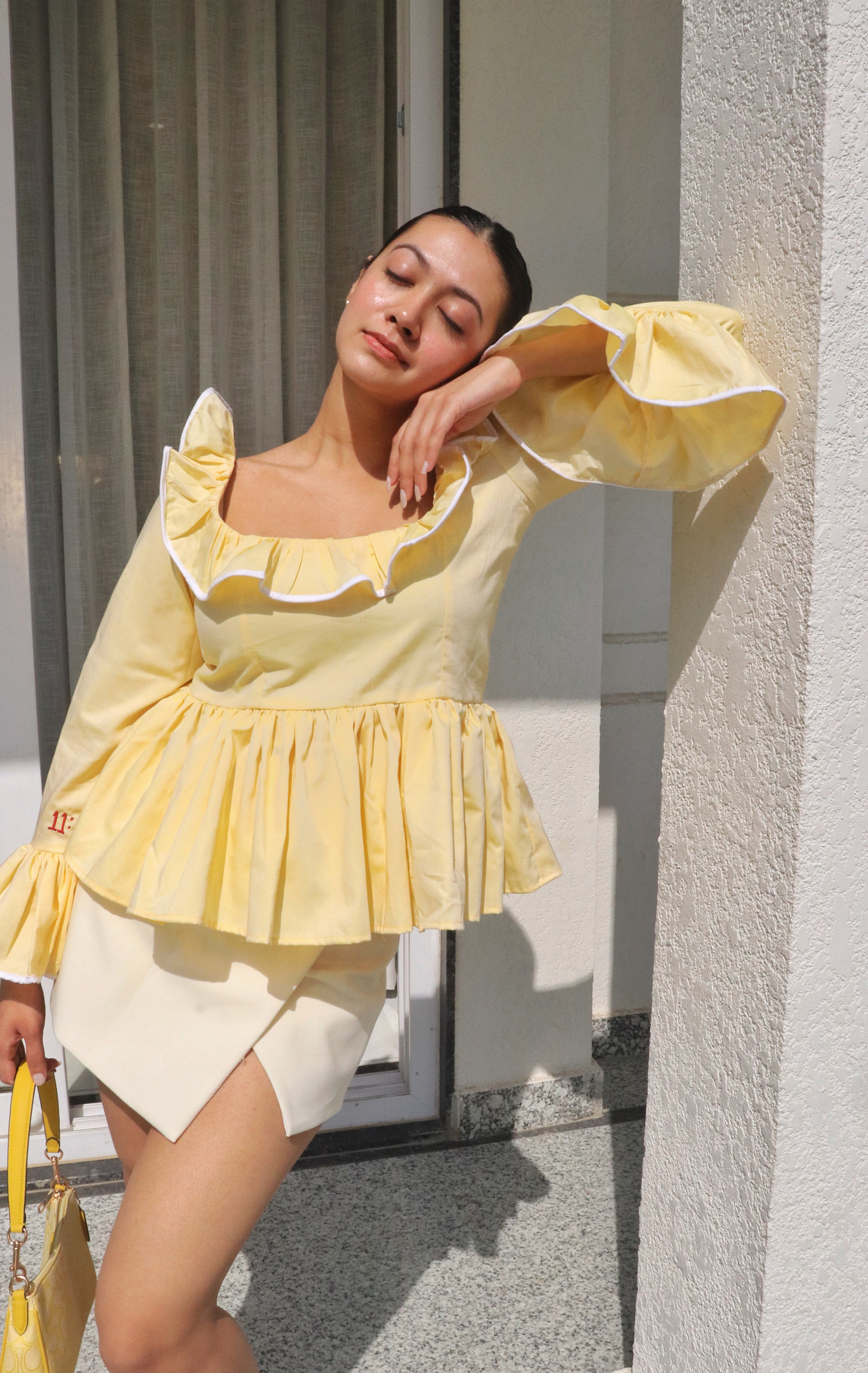 Butter yellow Ruffle top