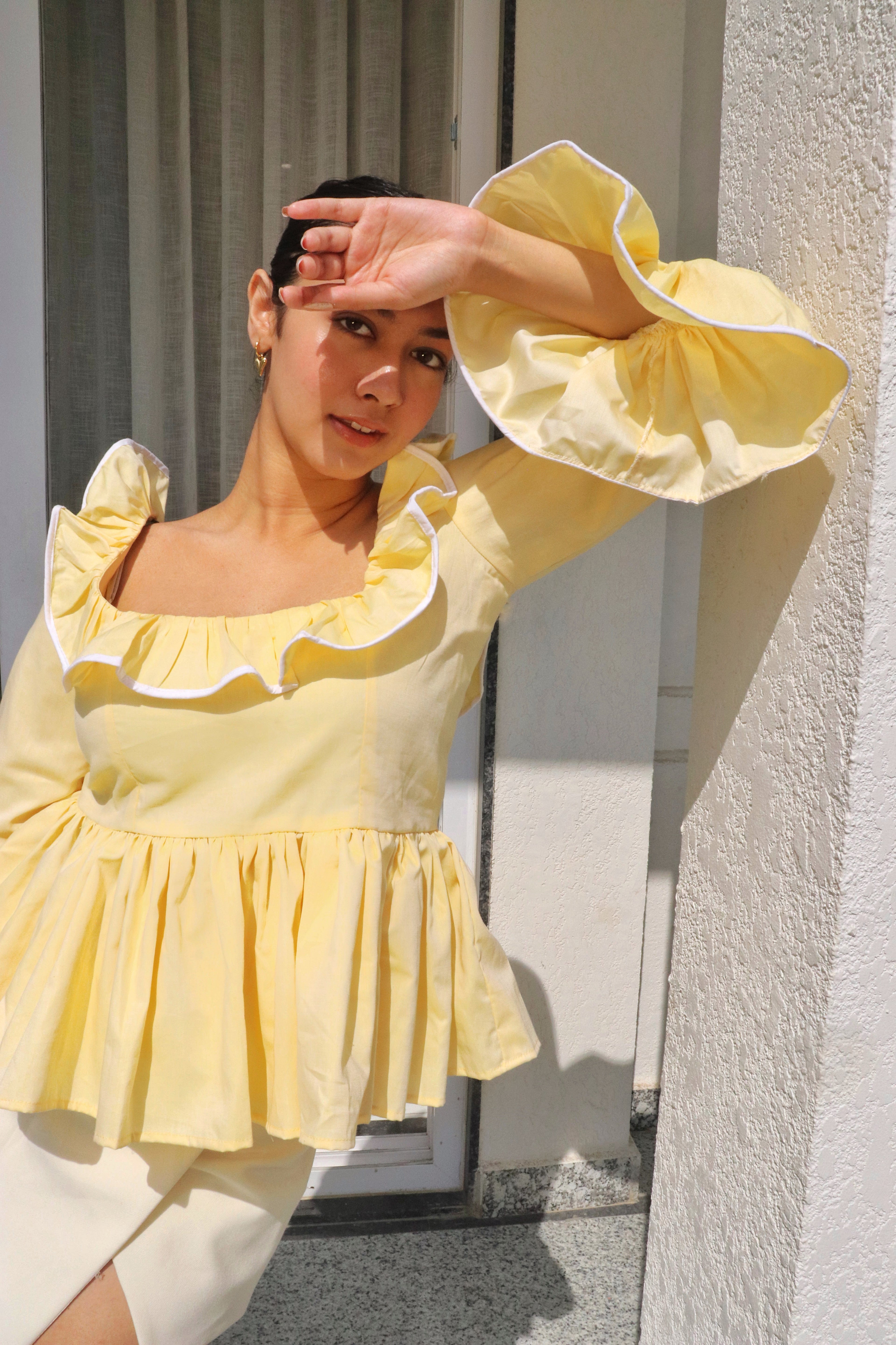 Butter yellow Ruffle top