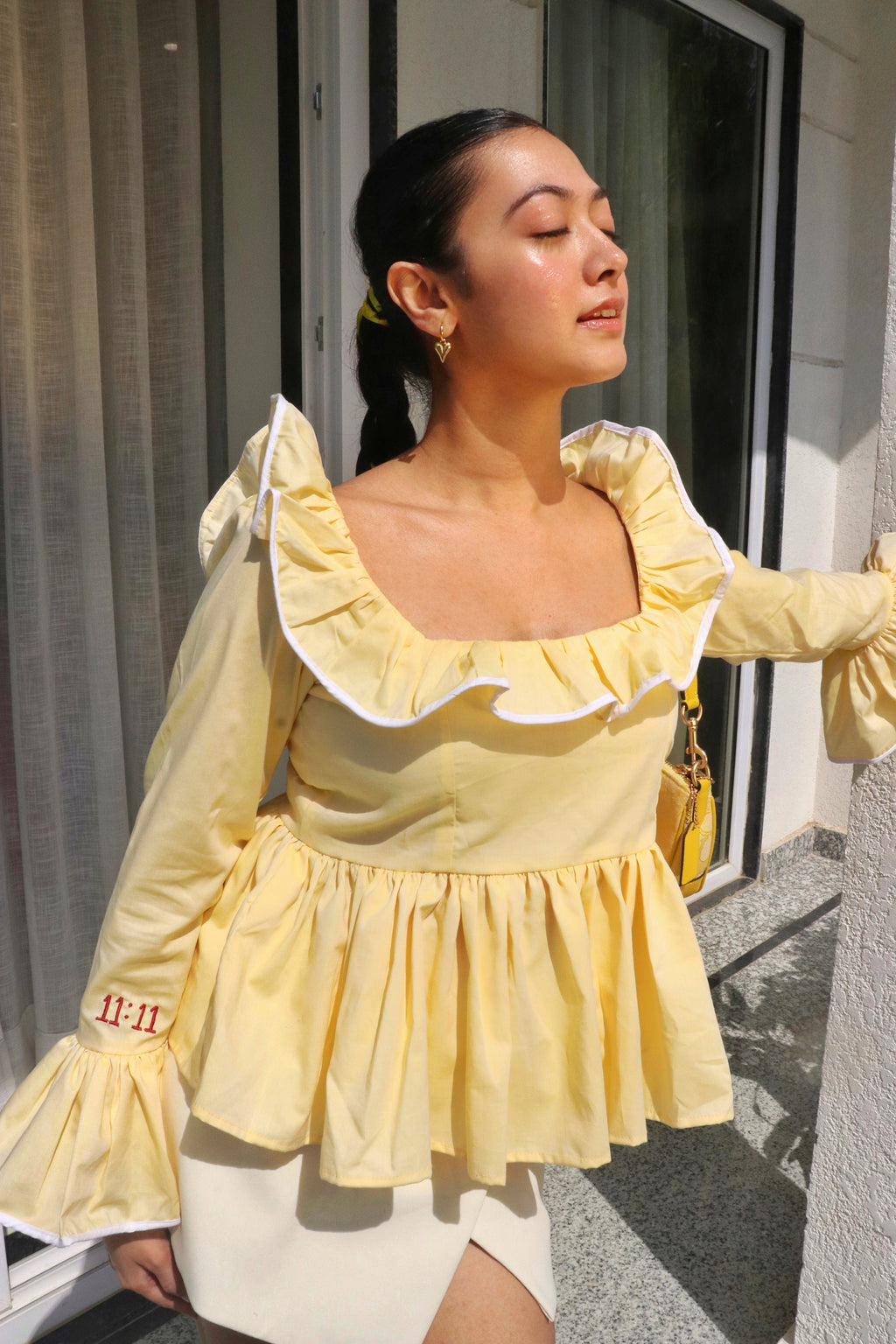 Butter yellow Ruffle top