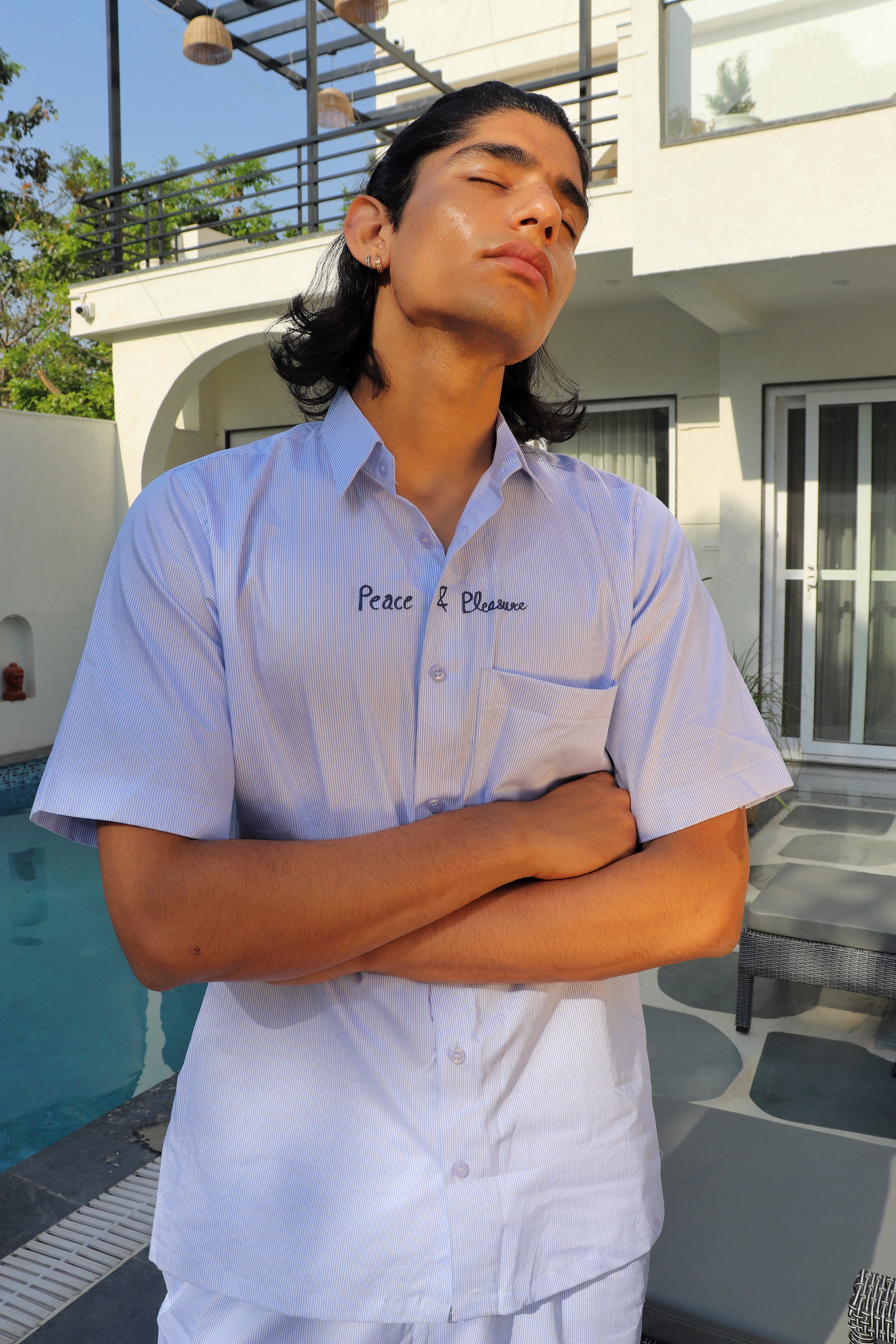 peace & pleasure pinstripe co-ord