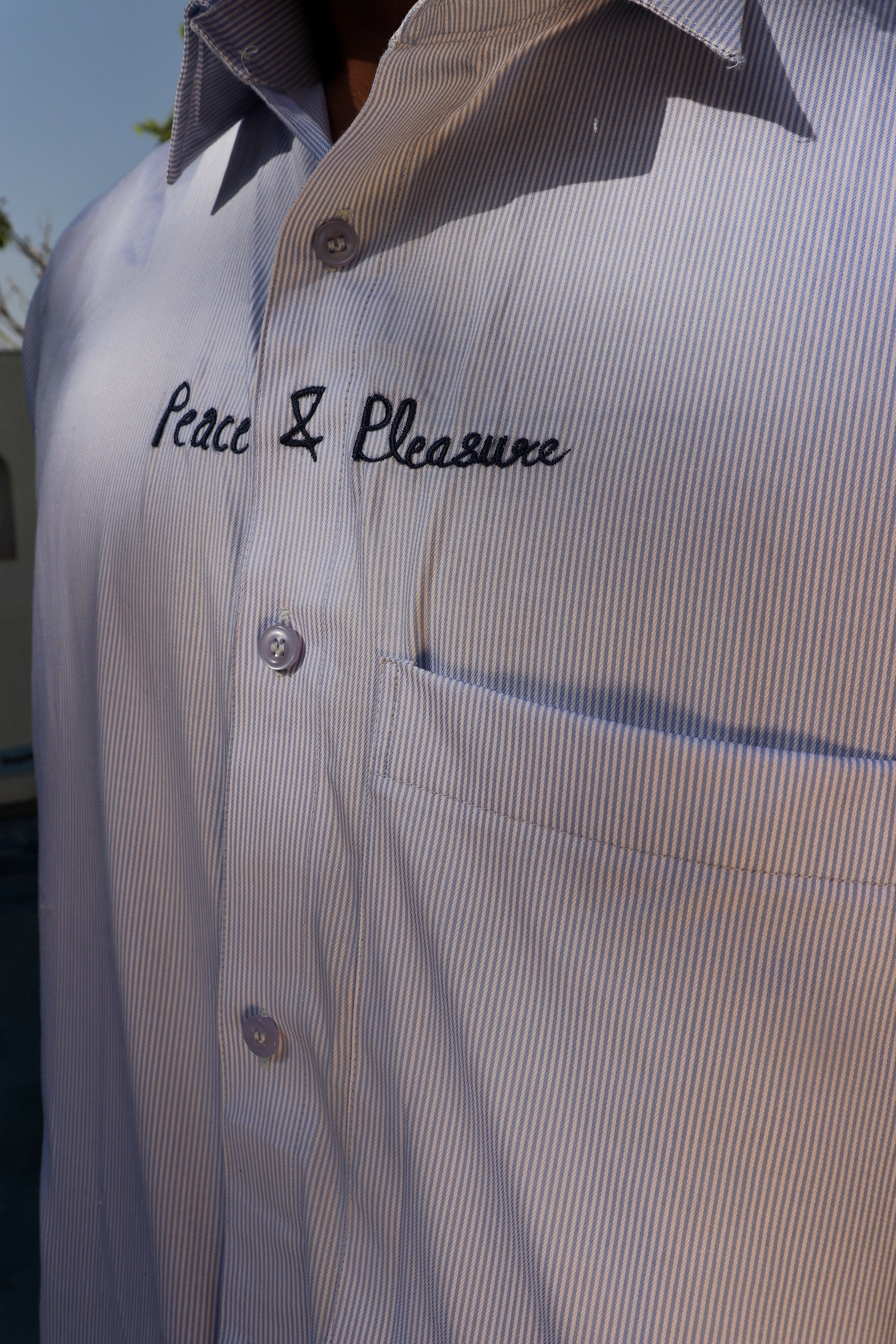 peace & pleasure pinstripe shirt
