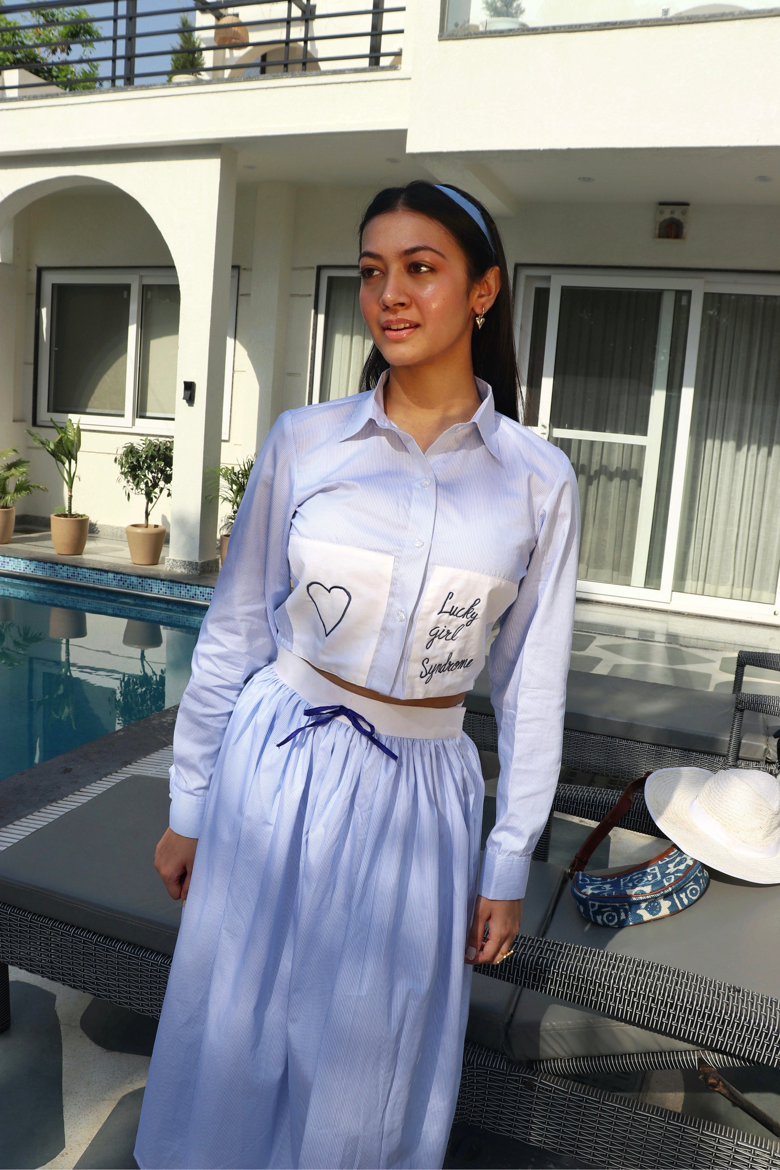 Lucky syndrome pinstripe skirt