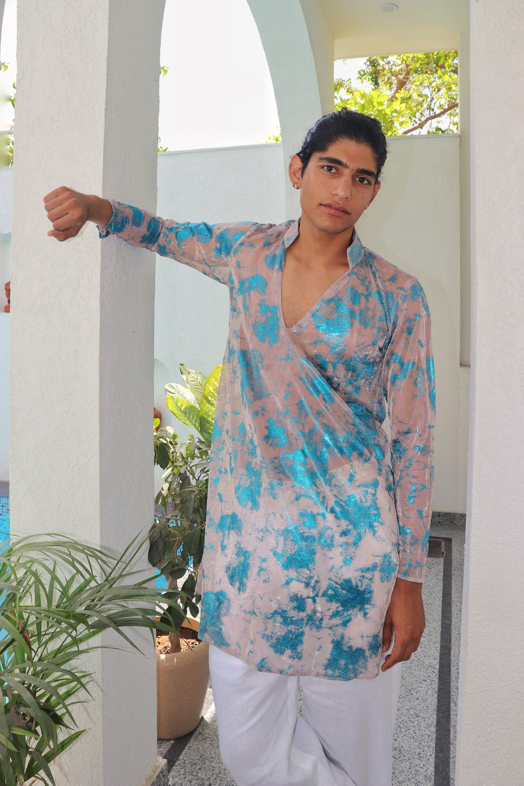 Aqua sheer kurta shirt