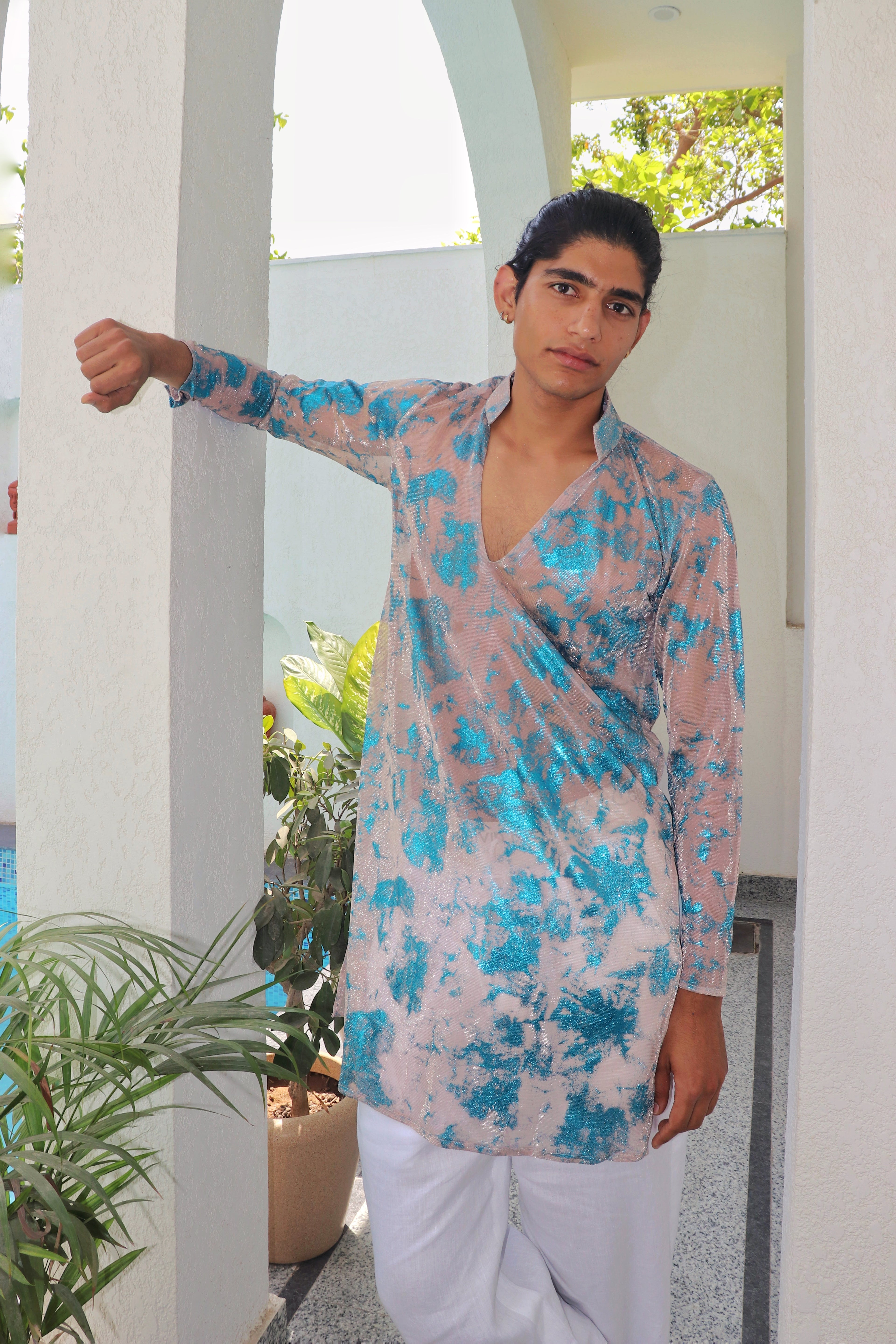 Aqua sheer kurta shirt