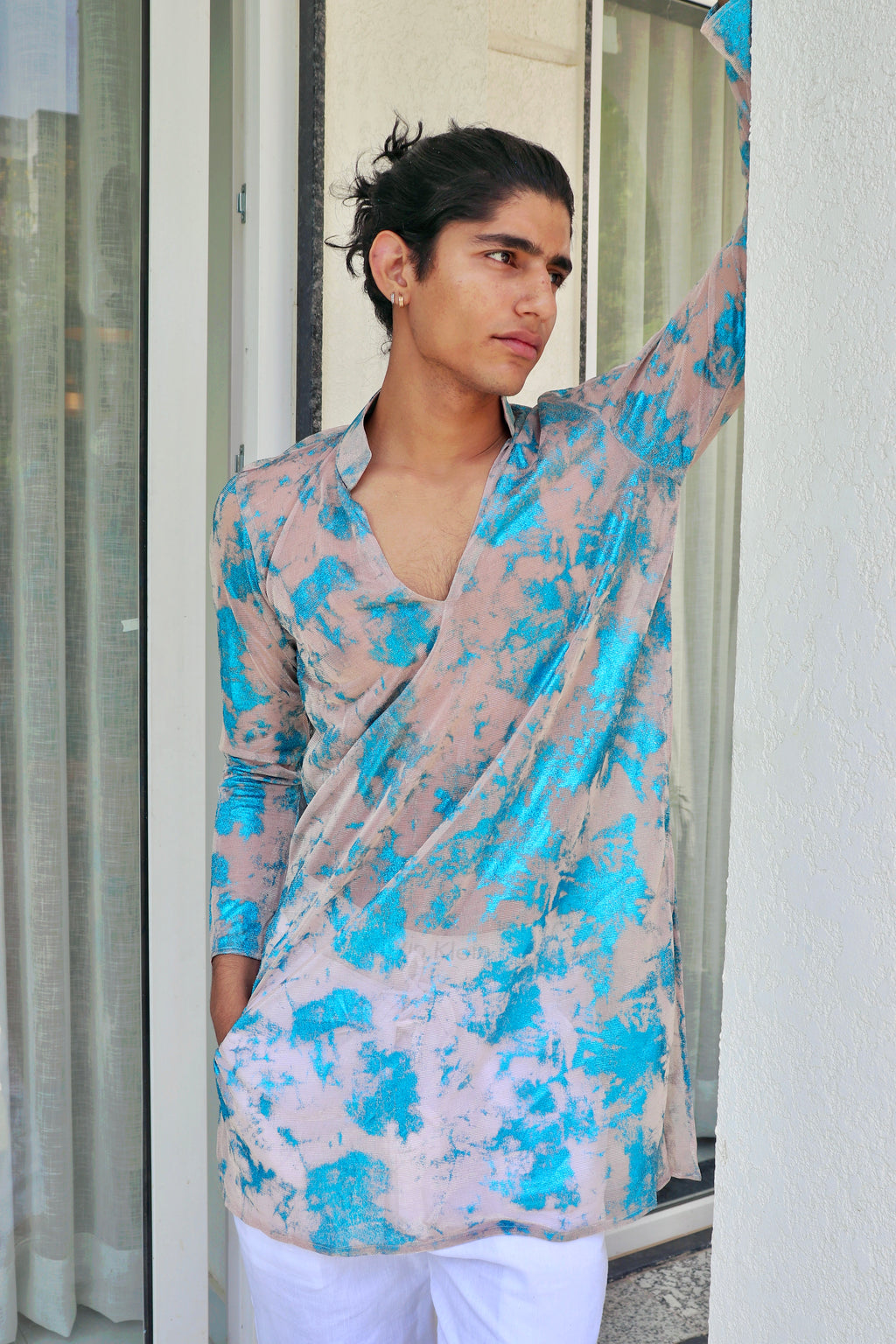 Aqua sheer kurta shirt