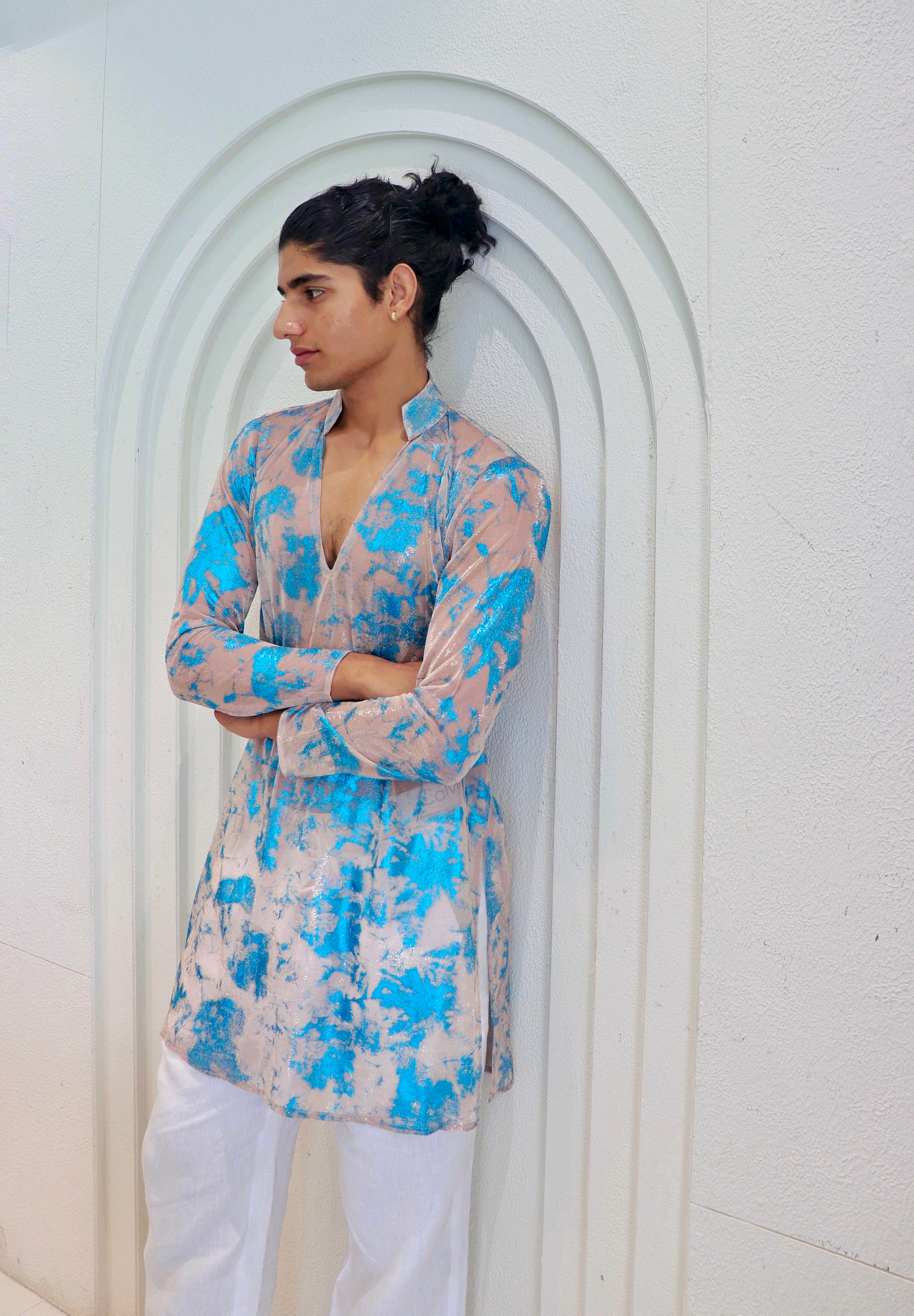 Aqua sheer kurta shirt
