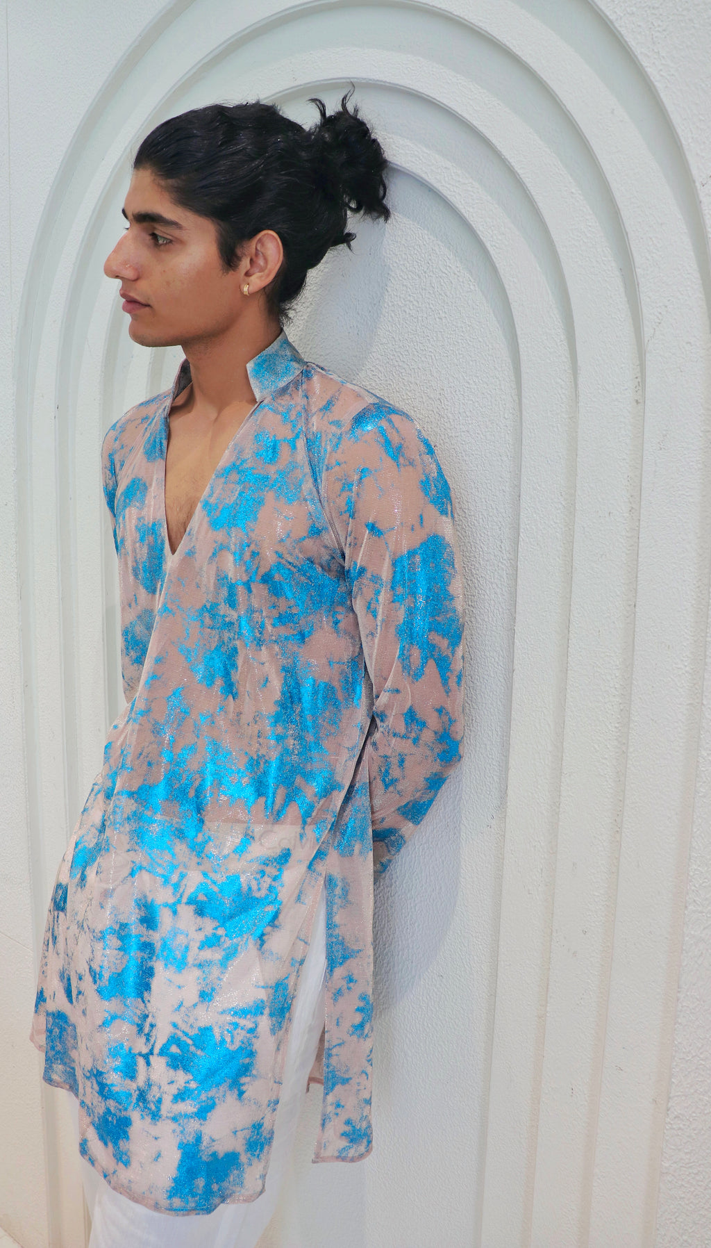 Aqua sheer kurta shirt