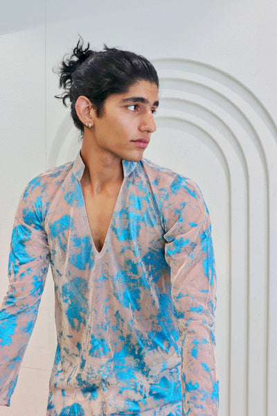 Aqua sheer kurta shirt