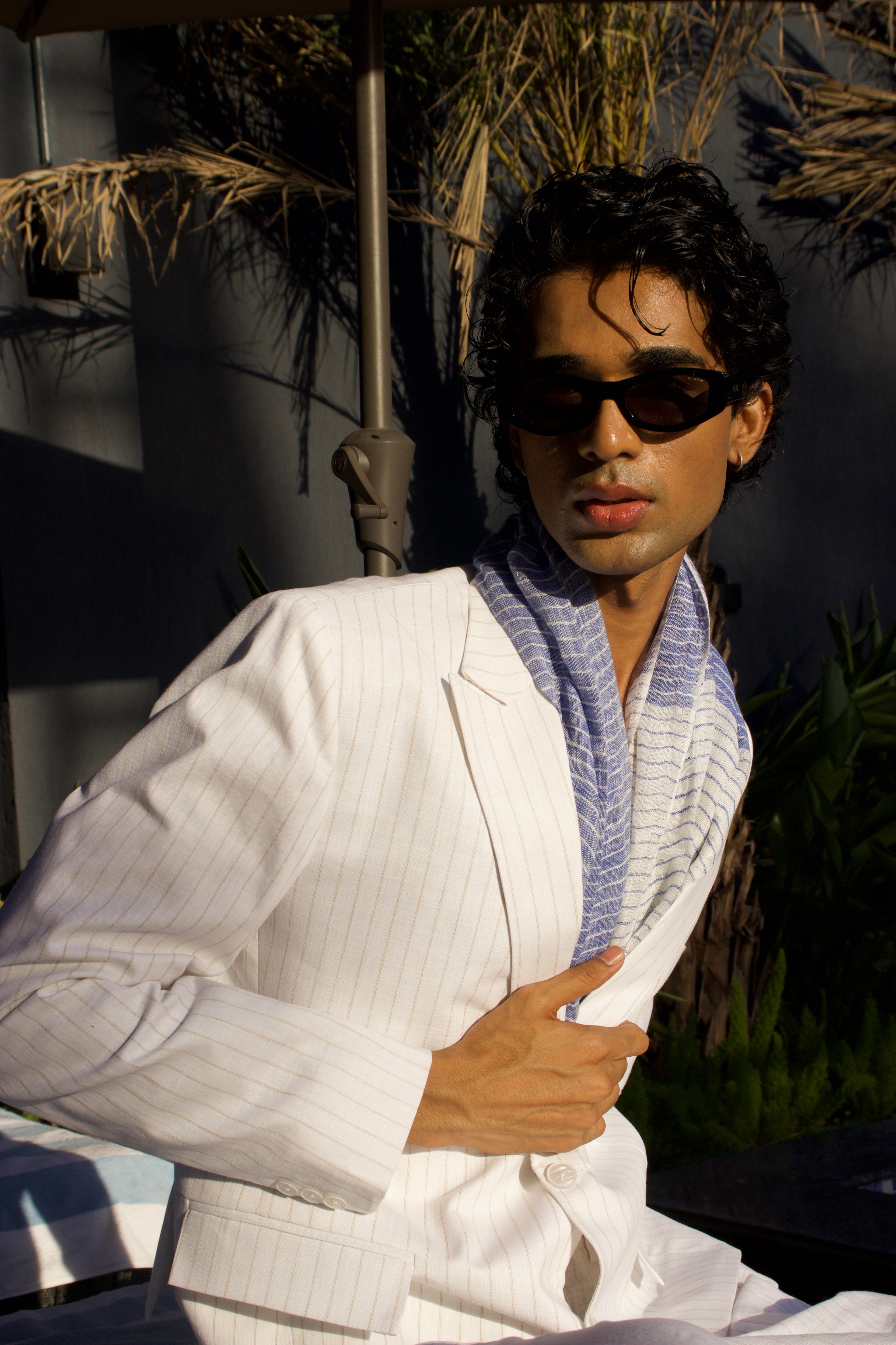 Off white pinstripe suit