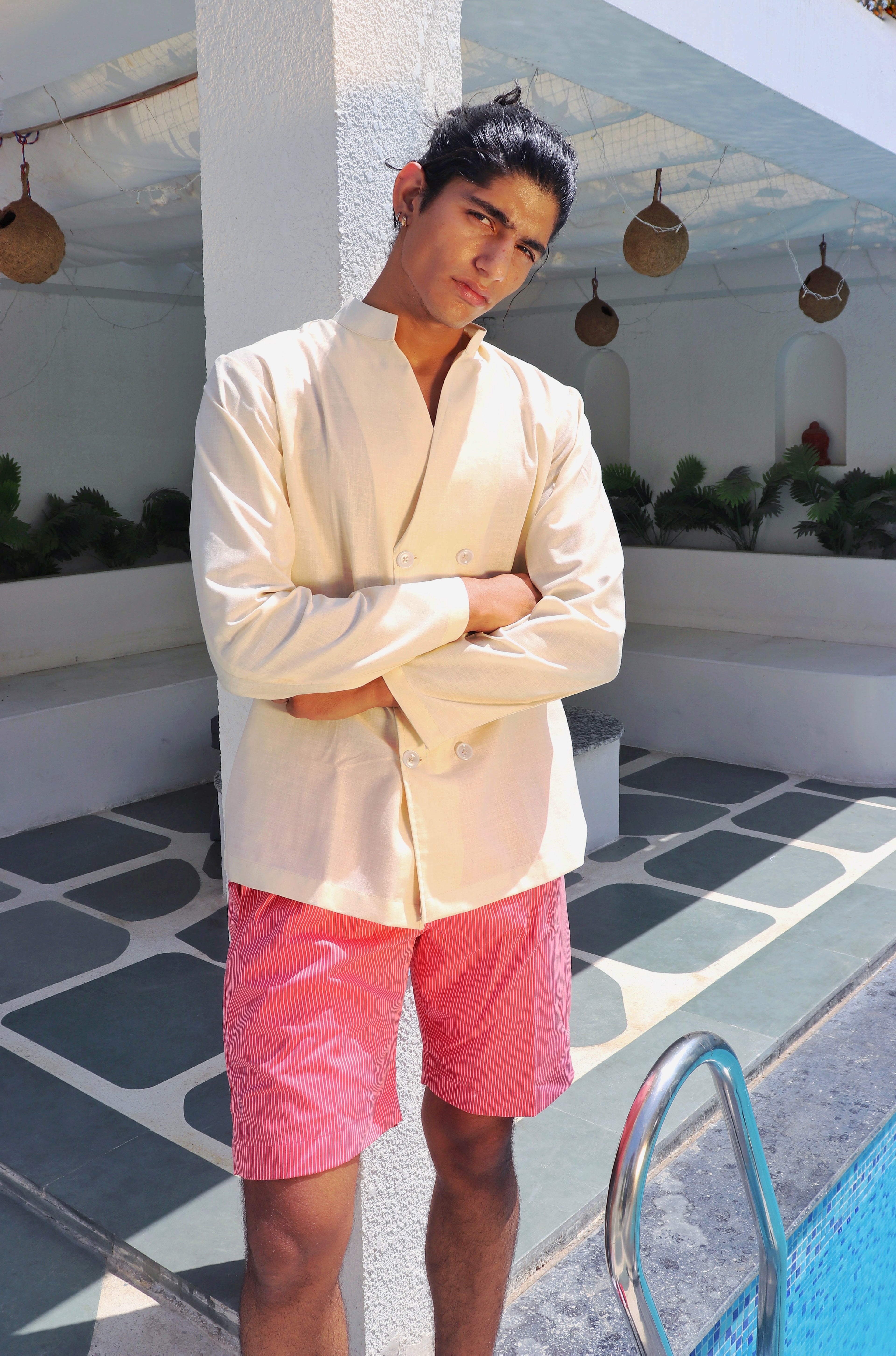sunset stride pinstripe shorts