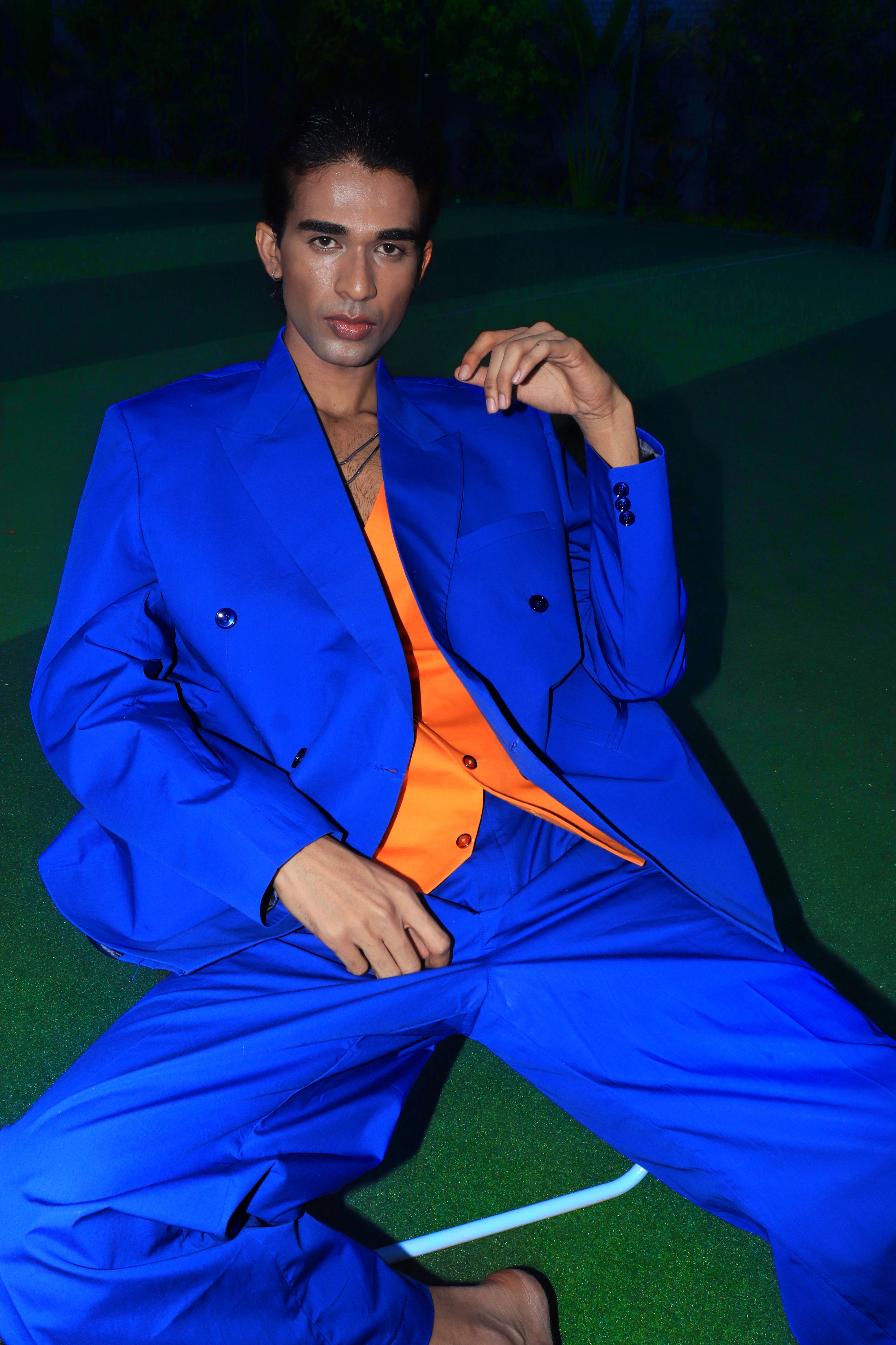 The cobalt oversized three piece suit.
