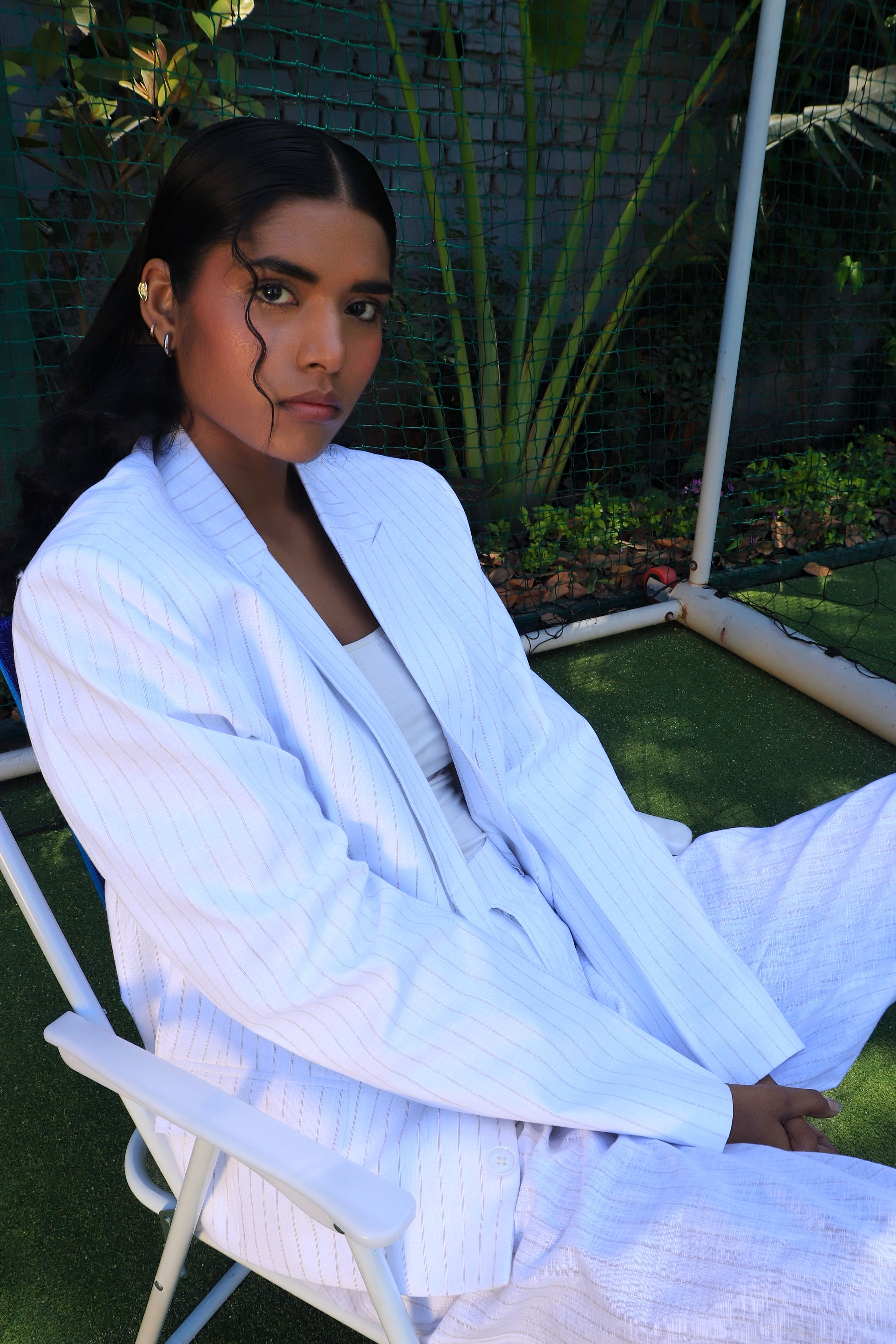 Off white  pinstripe suit