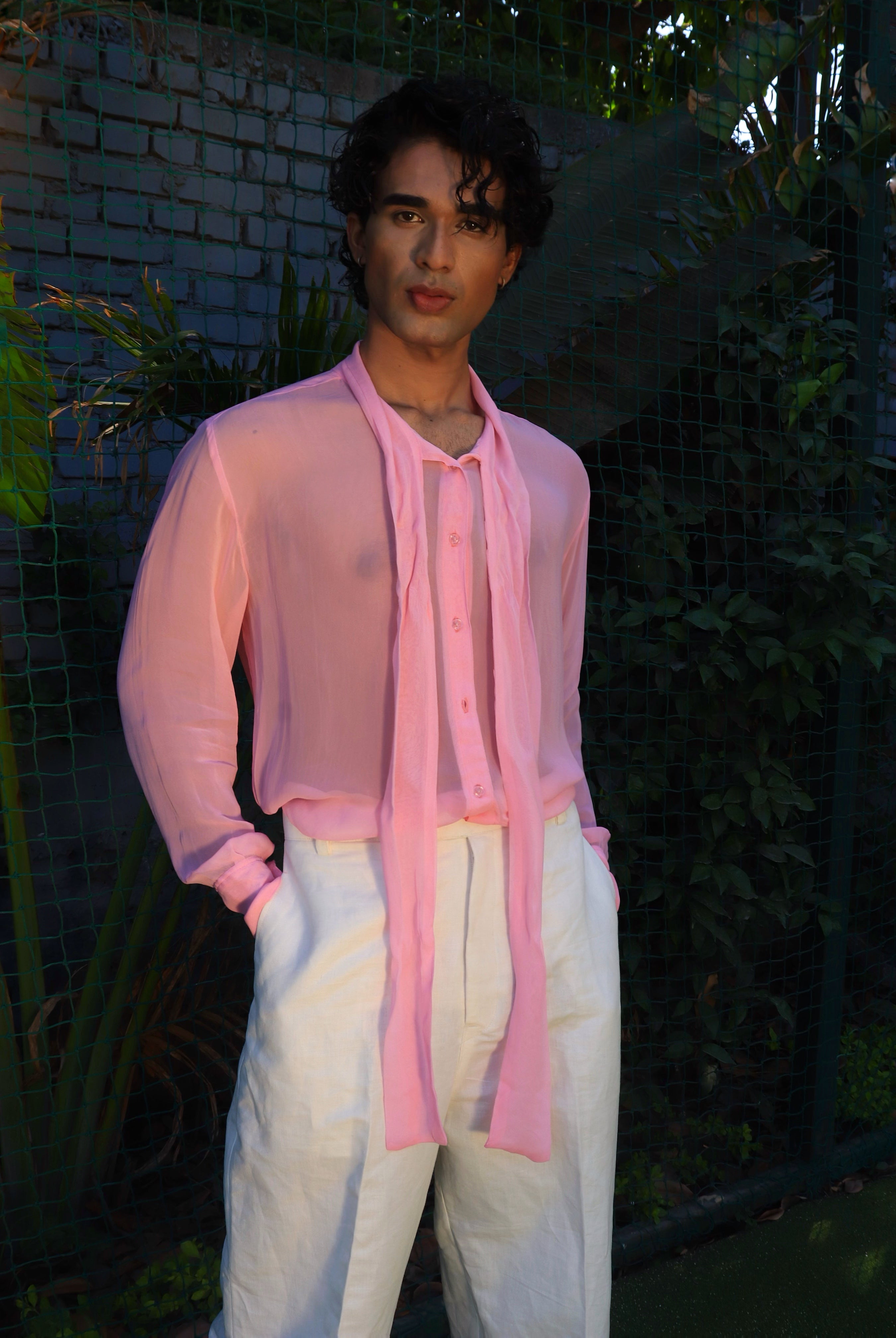 Dreamy Chiffon Shirt with Tieable Lapels