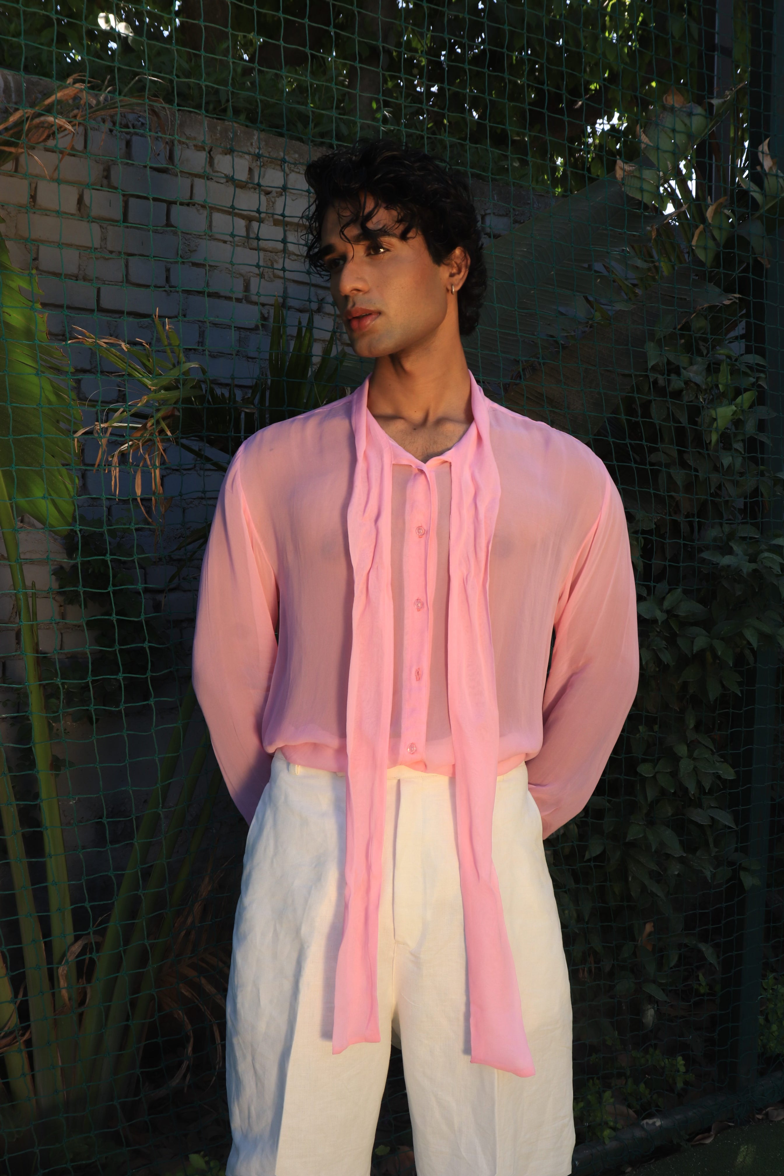 Dreamy Chiffon Shirt with Tieable Lapels