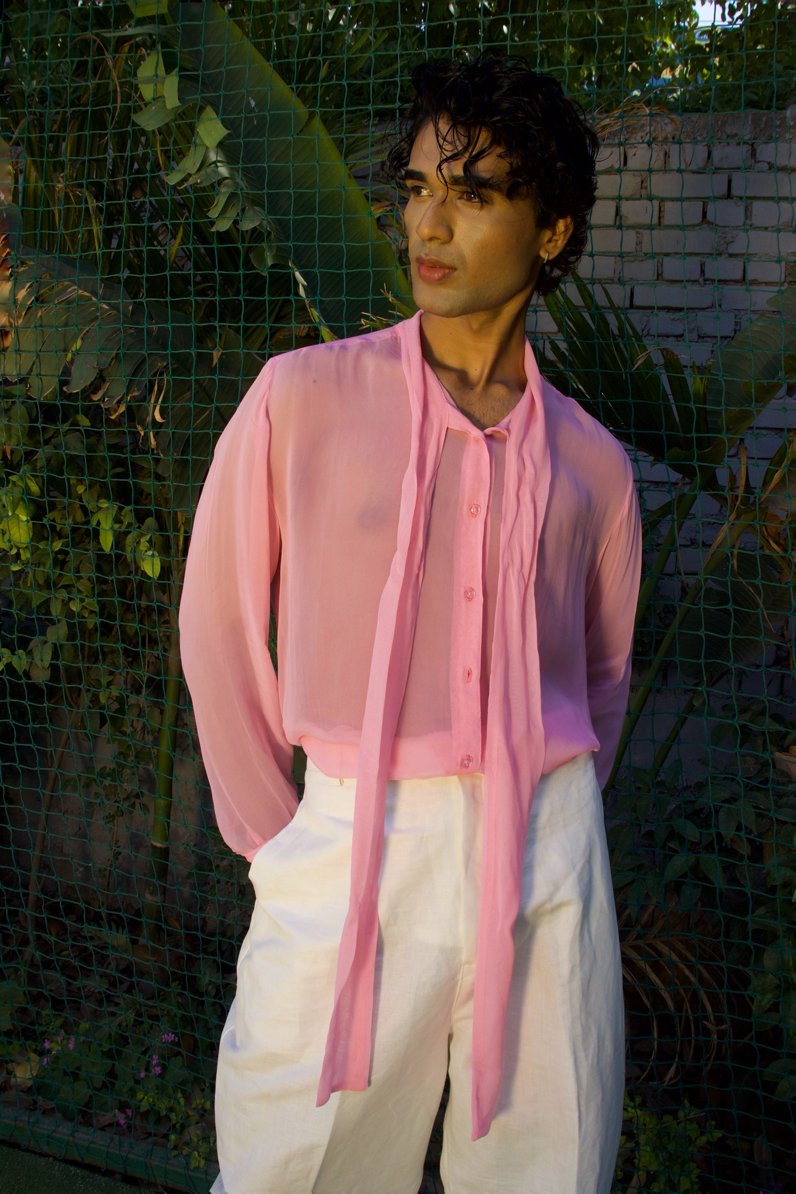 Dreamy Chiffon Shirt with Tieable Lapels