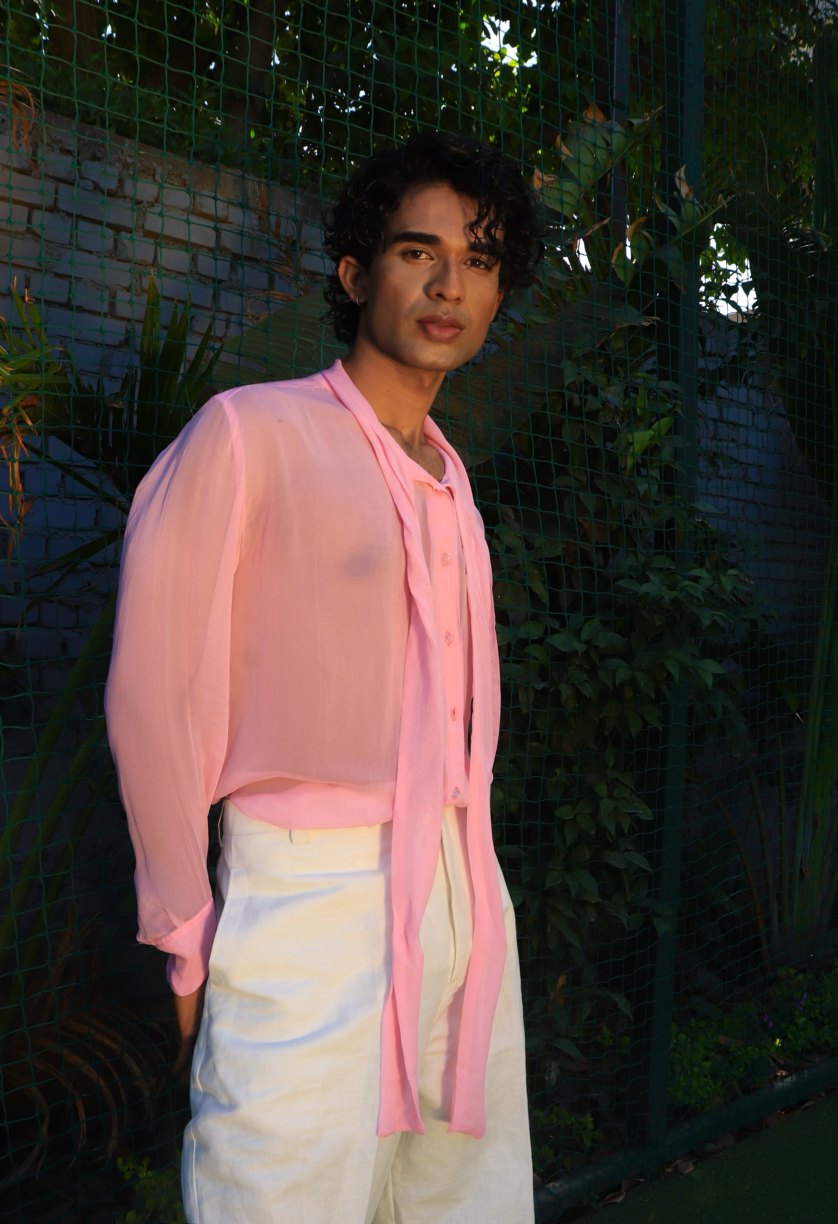 Dreamy Chiffon Shirt with Tieable Lapels