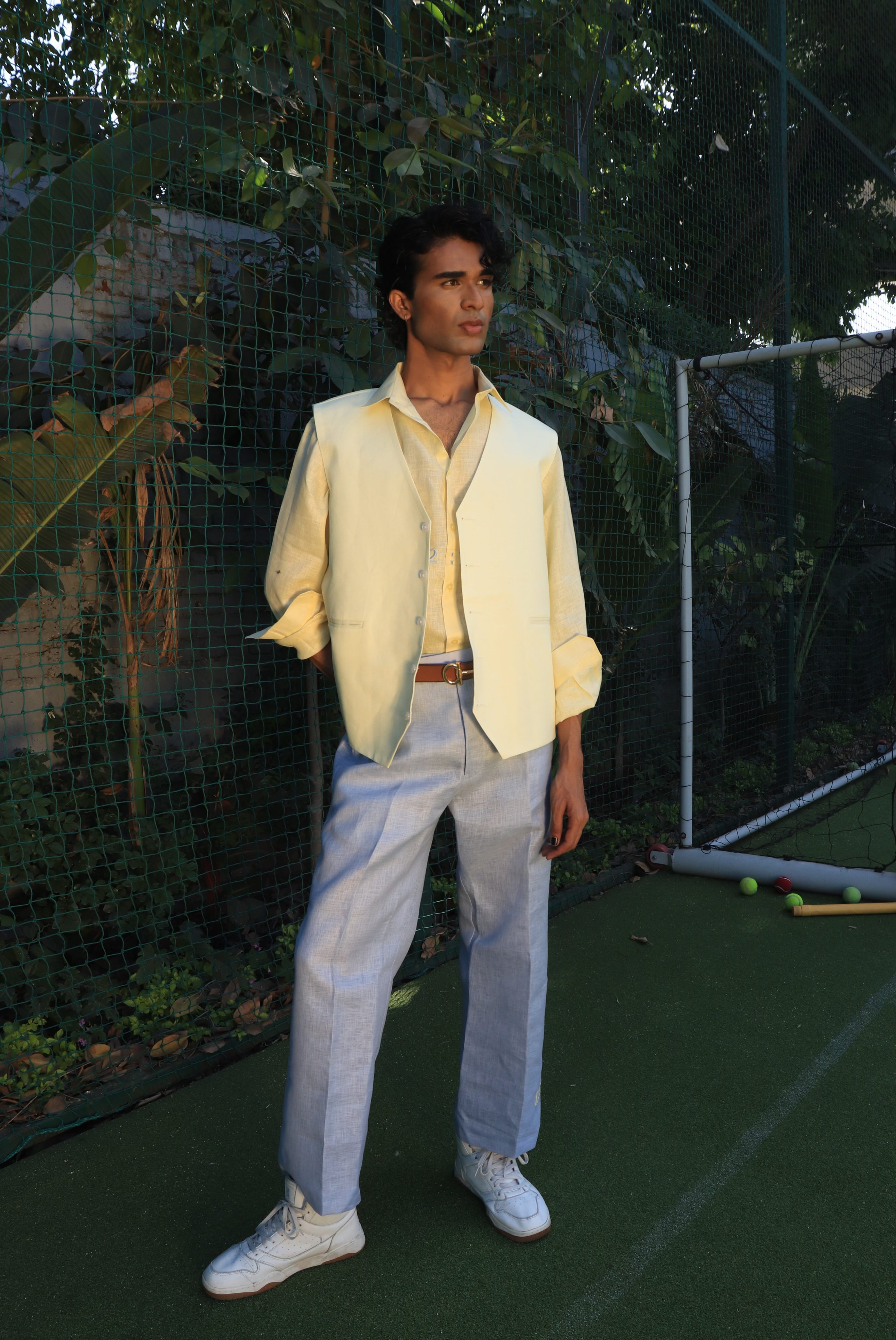 Butter yellow waist jacket