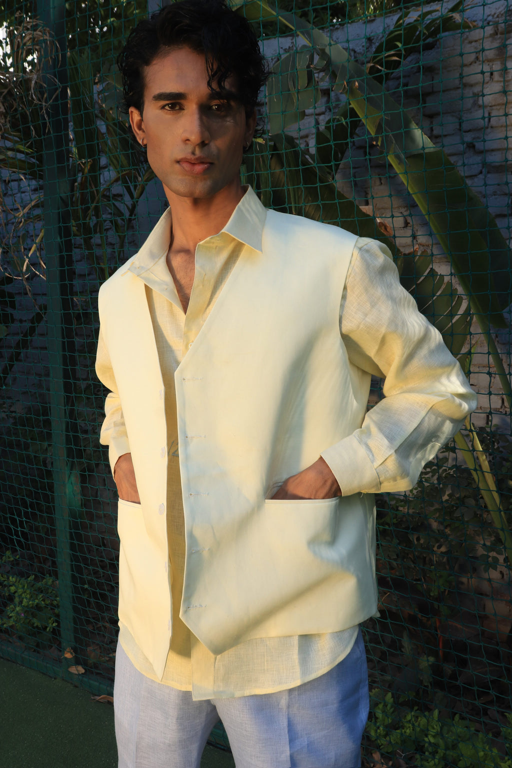Butter yellow waist jacket
