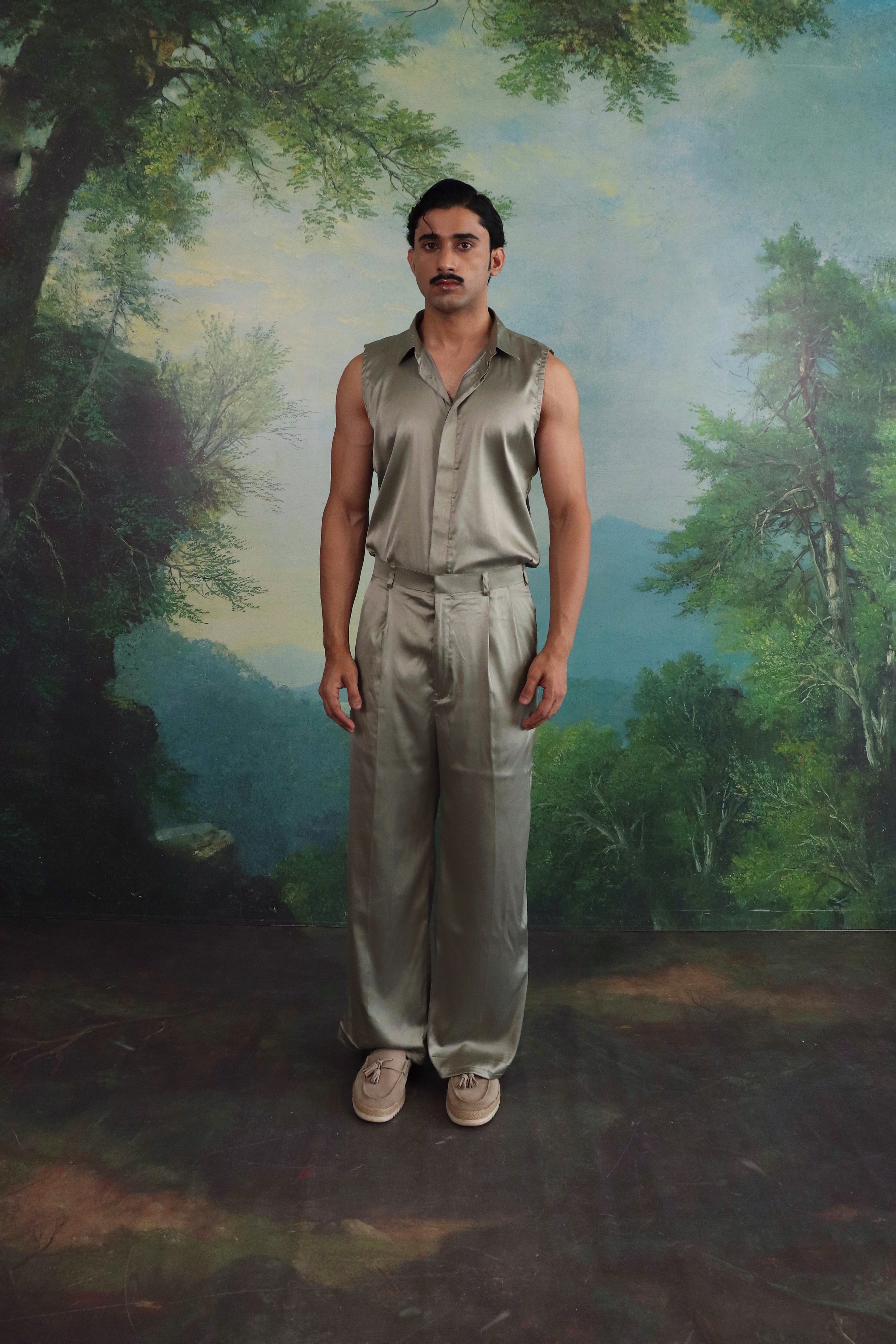 Green dew Satin Co ord set