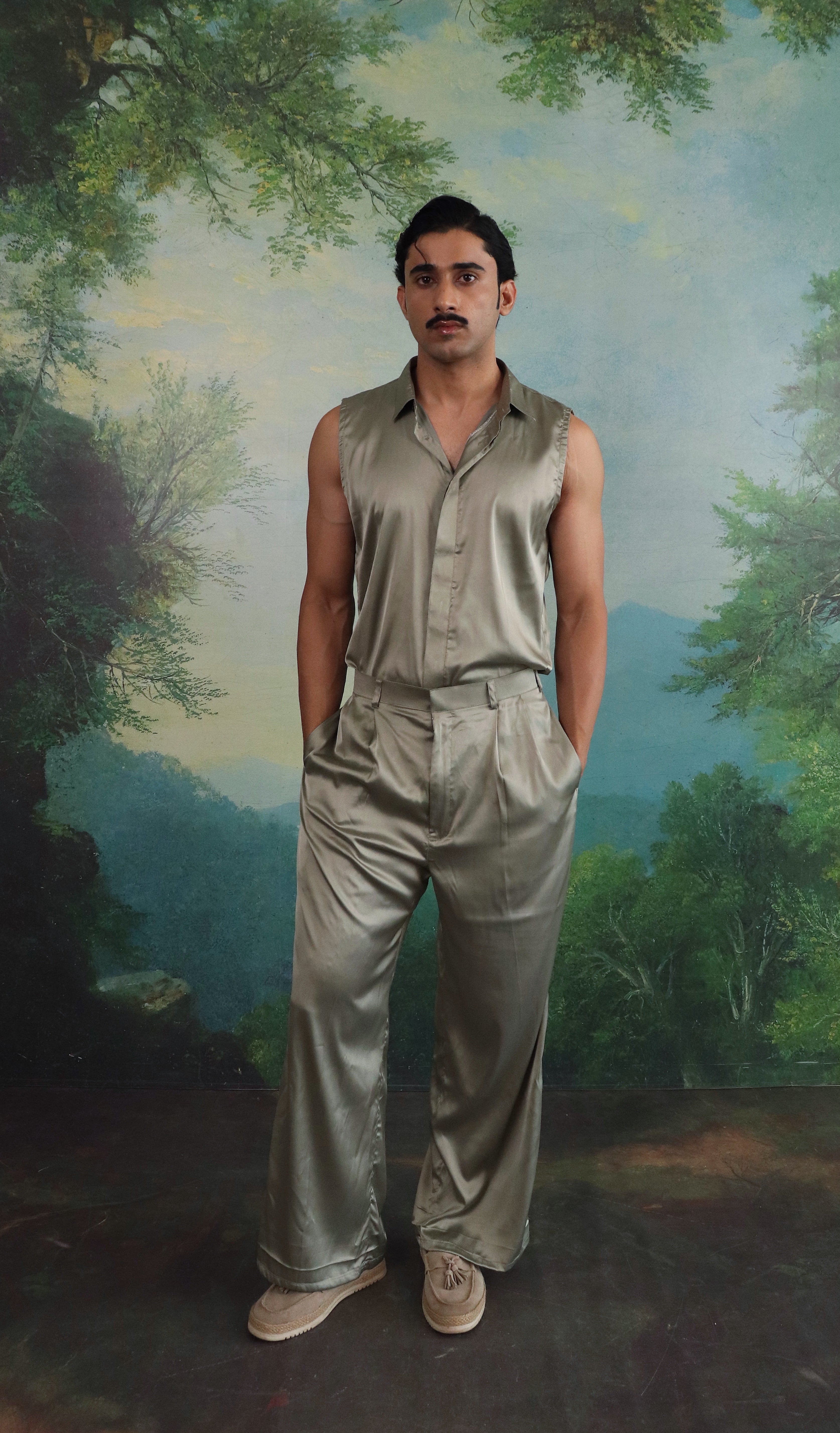 Green dew Satin Co ord set