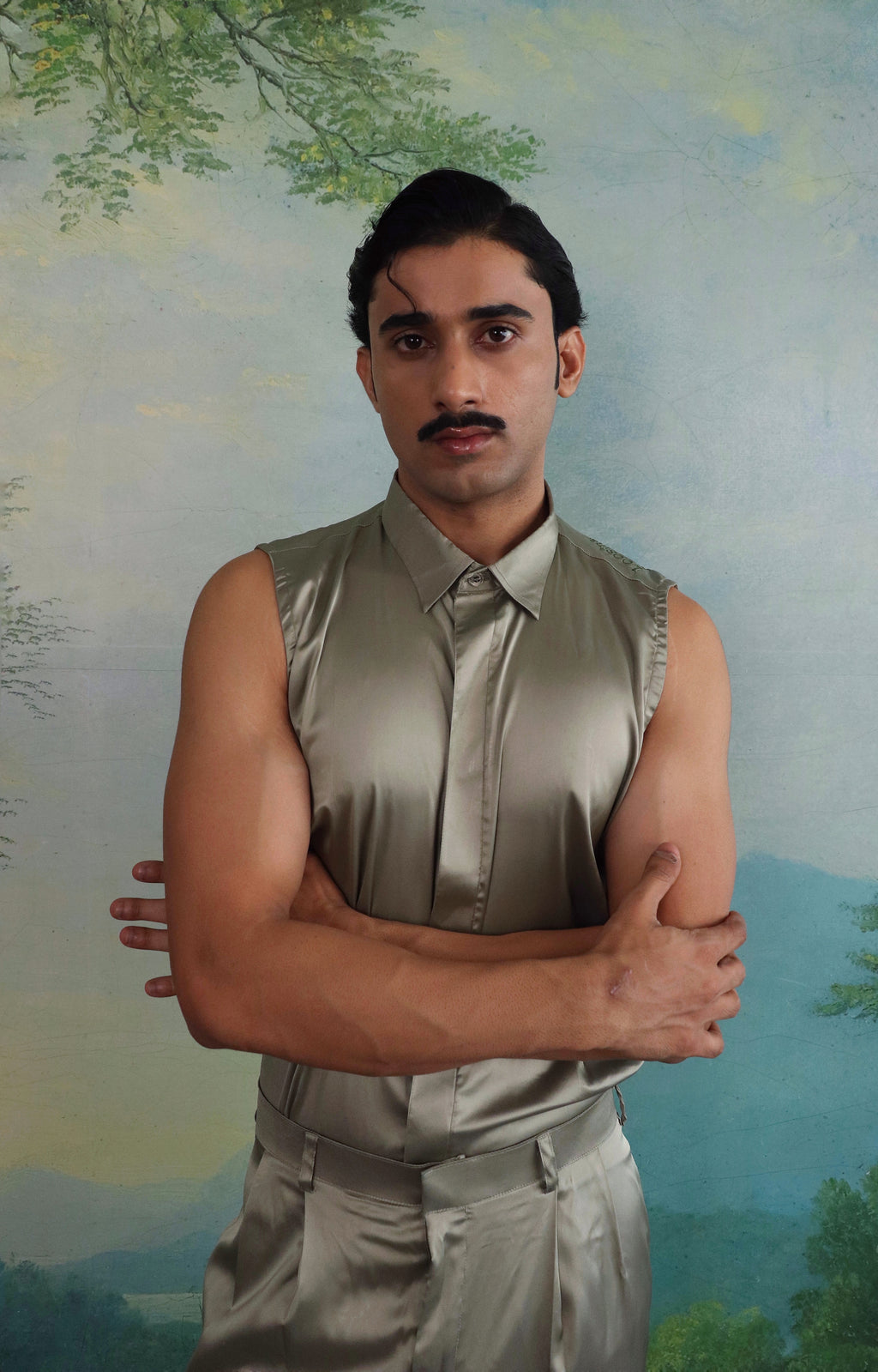 Green dew Satin Co ord set