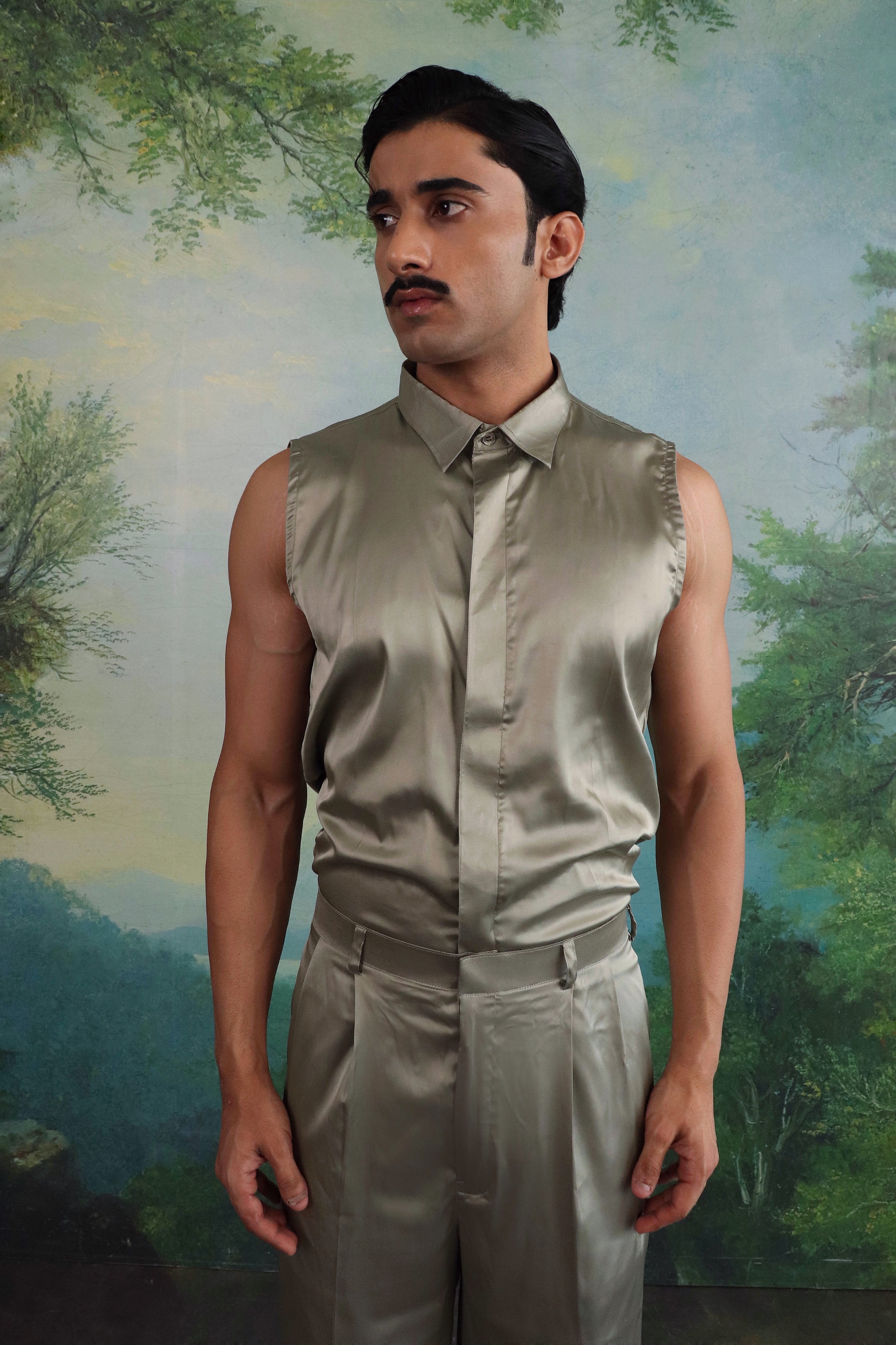 Green dew Satin Co ord set