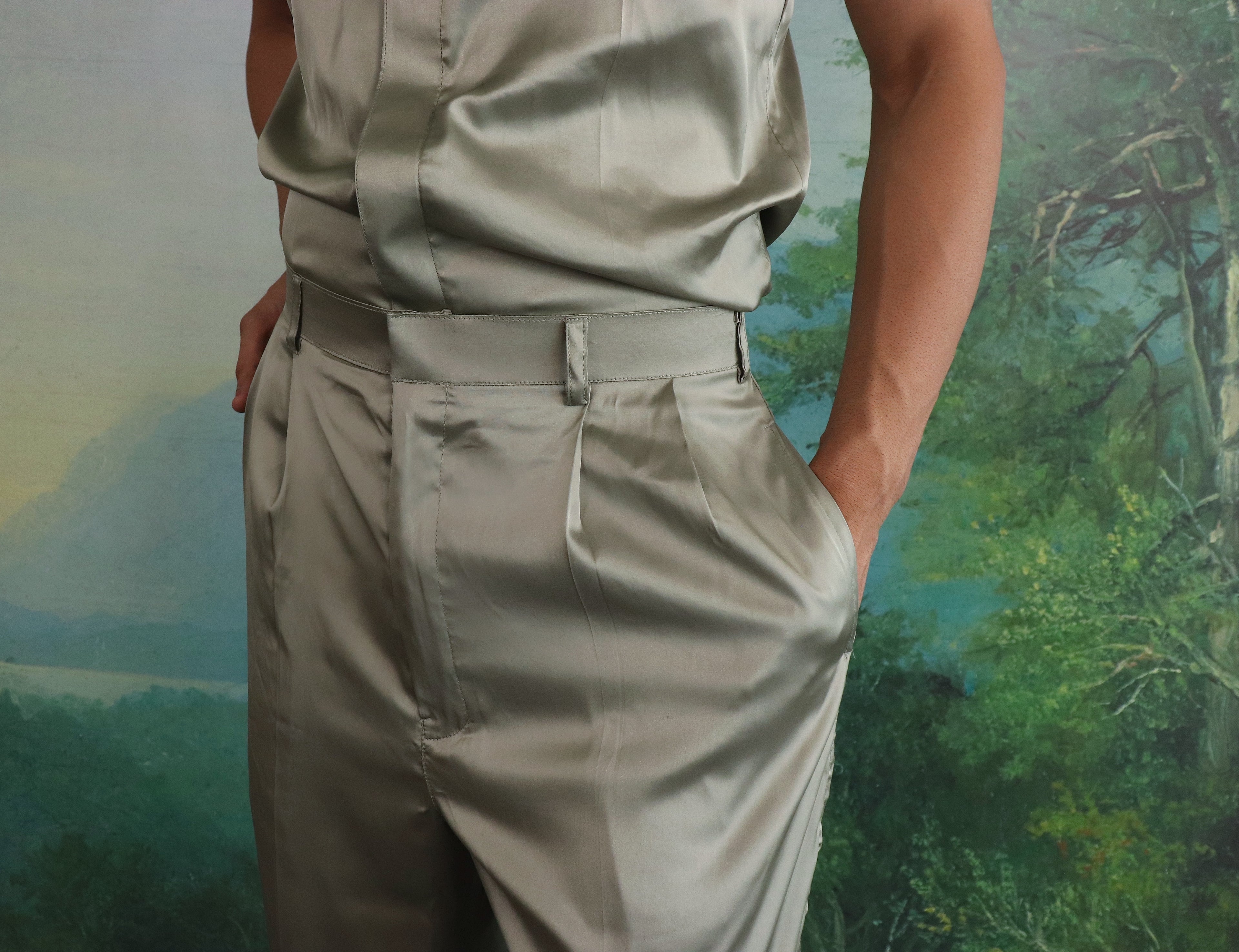 Green dew Satin Co ord set