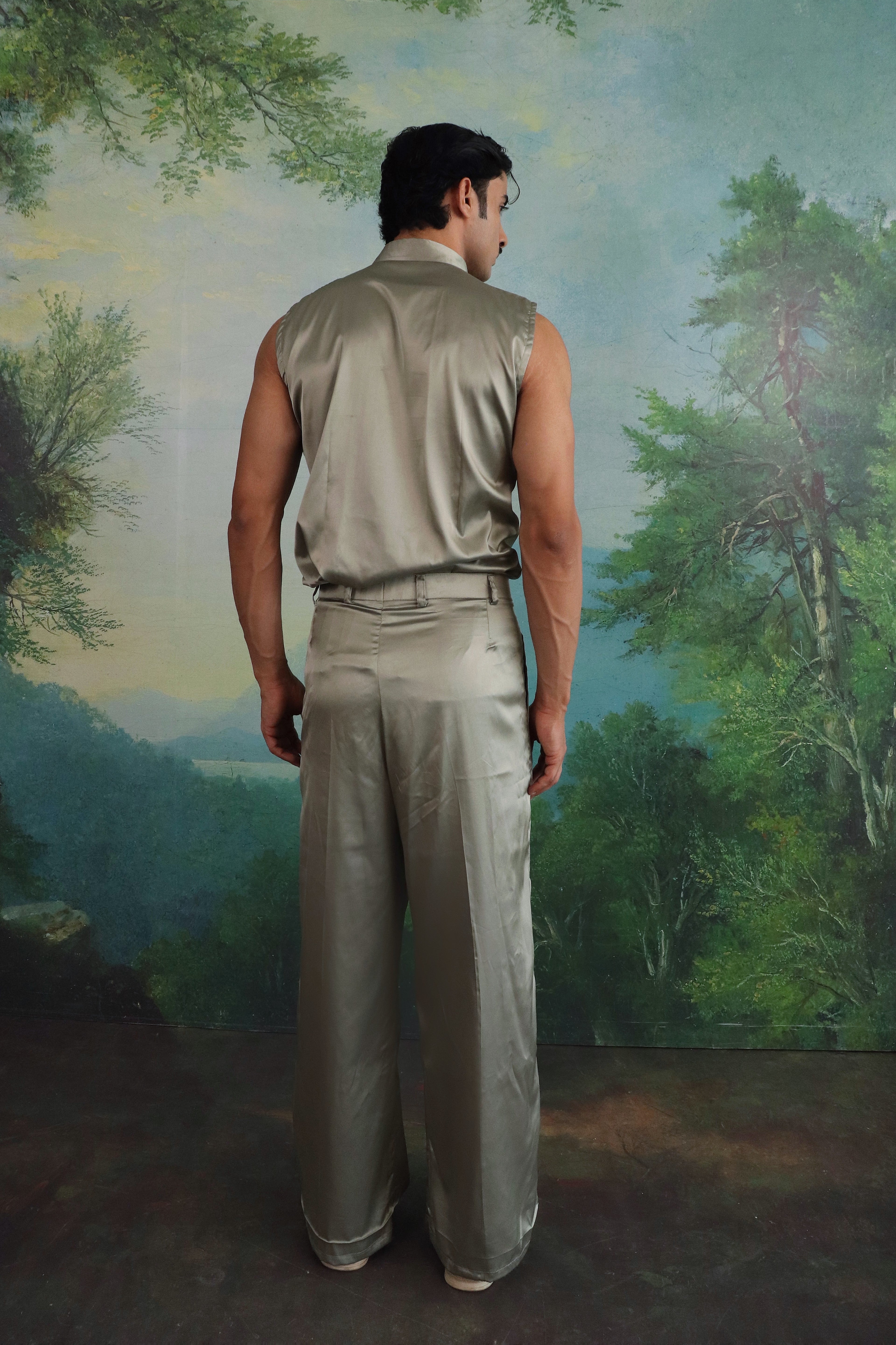 Green dew Satin Co ord set