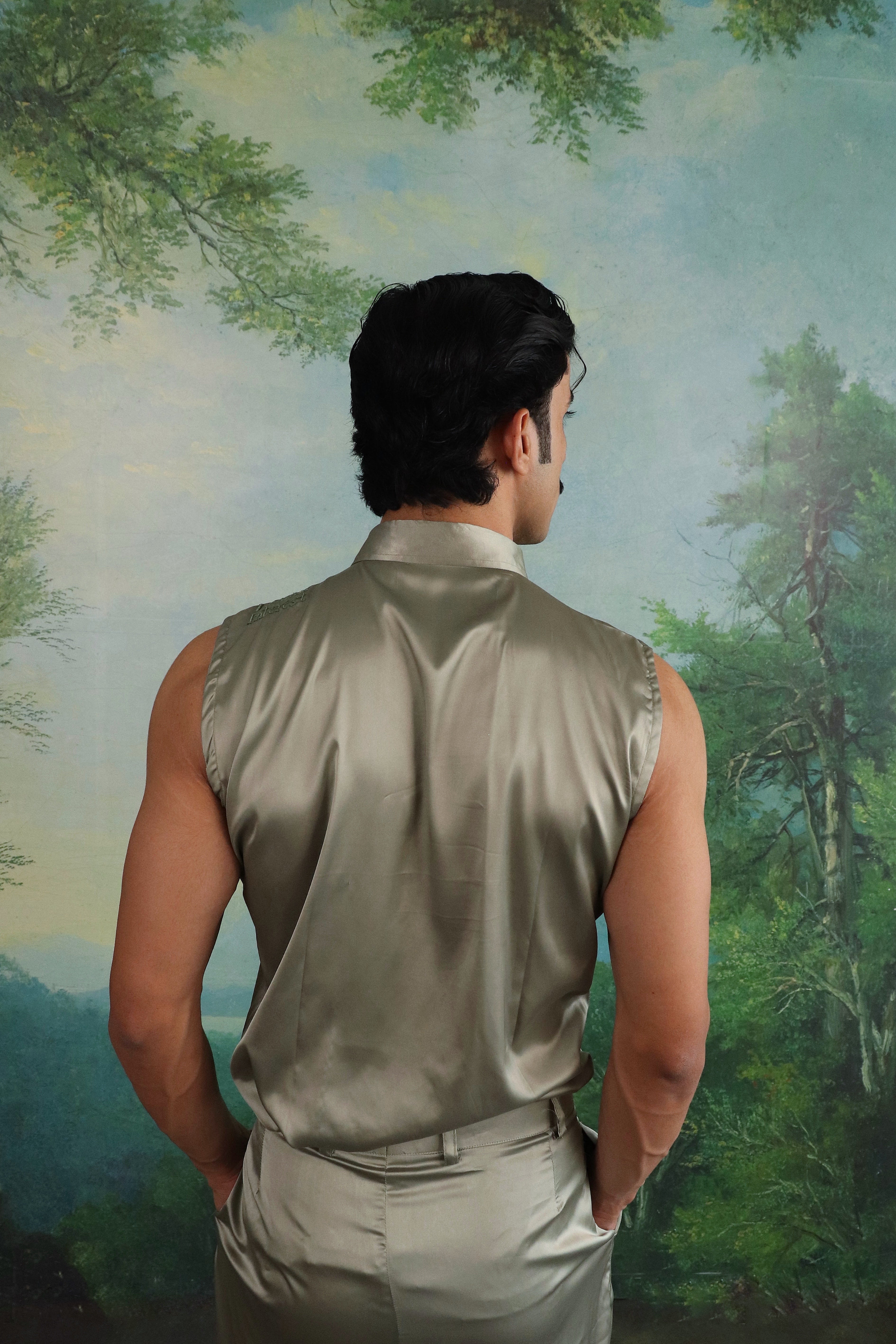 Green dew Satin Co ord set