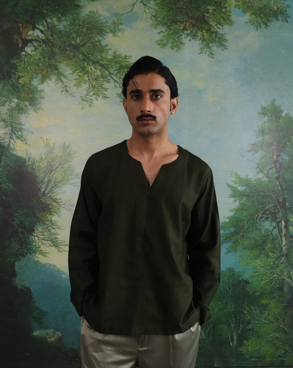 Whisper Green Relaxed Zip pullover shirt