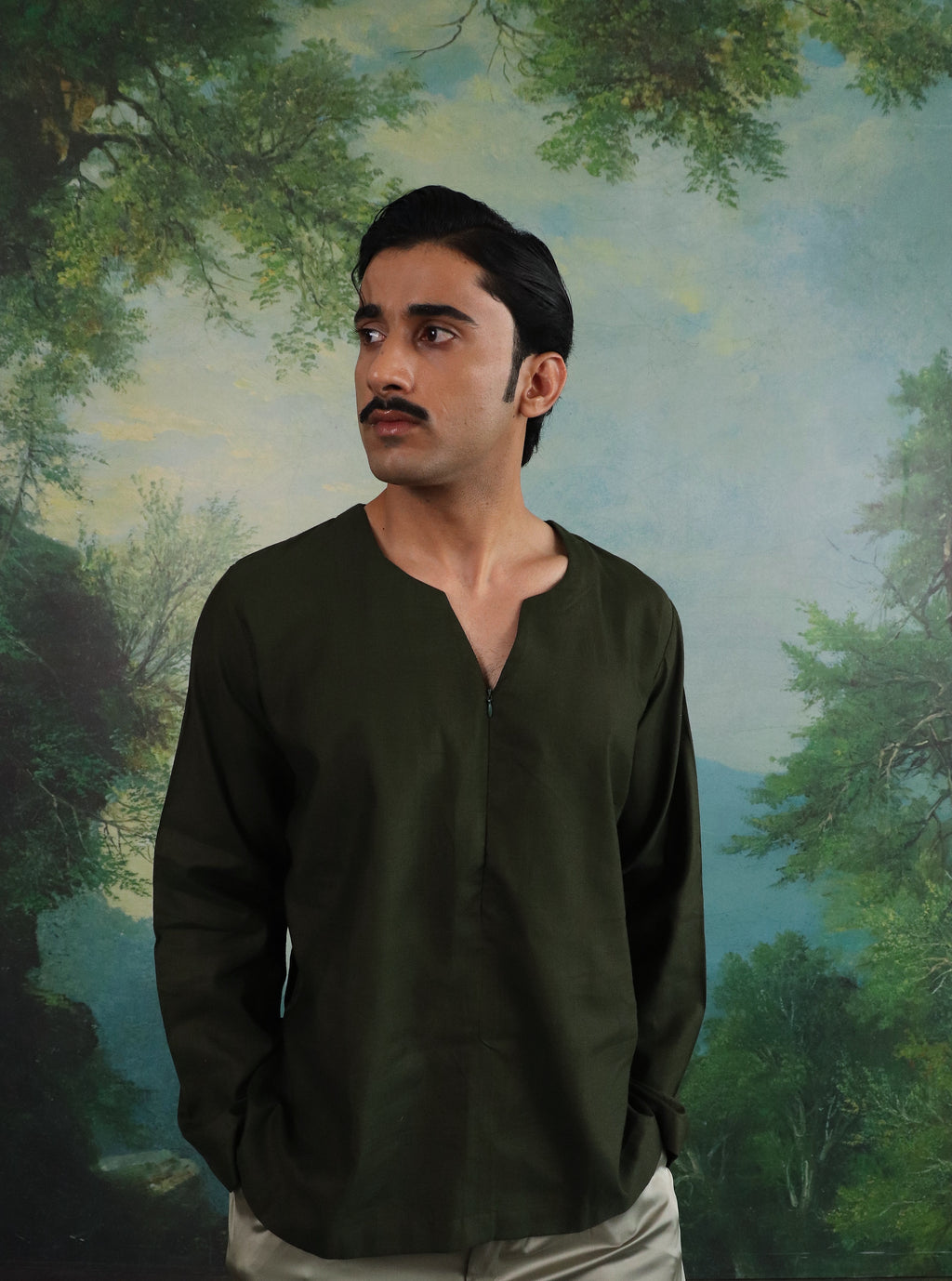 Whisper Green Relaxed Zip pullover shirt