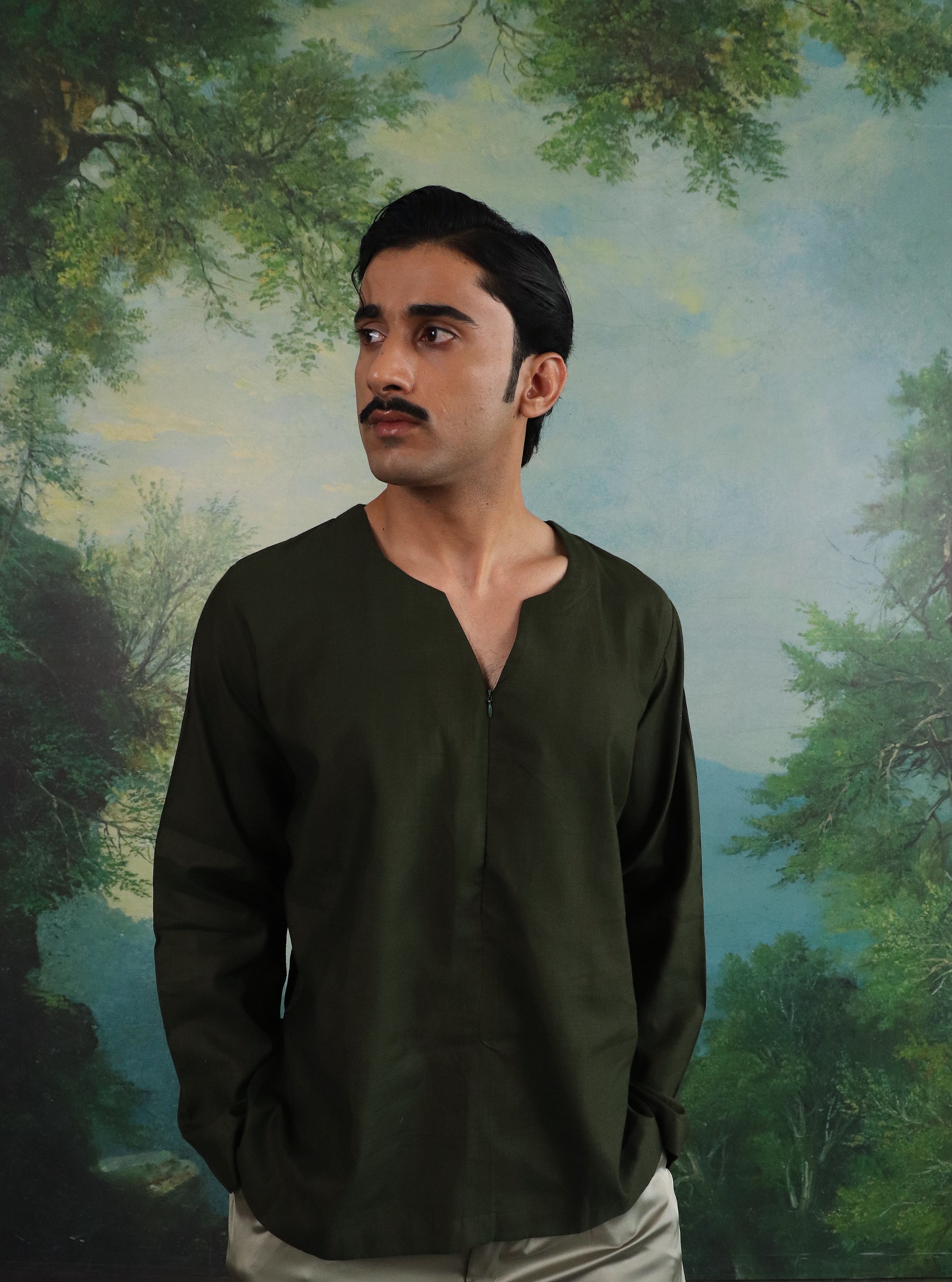 Whisper Green Relaxed Zip pullover shirt