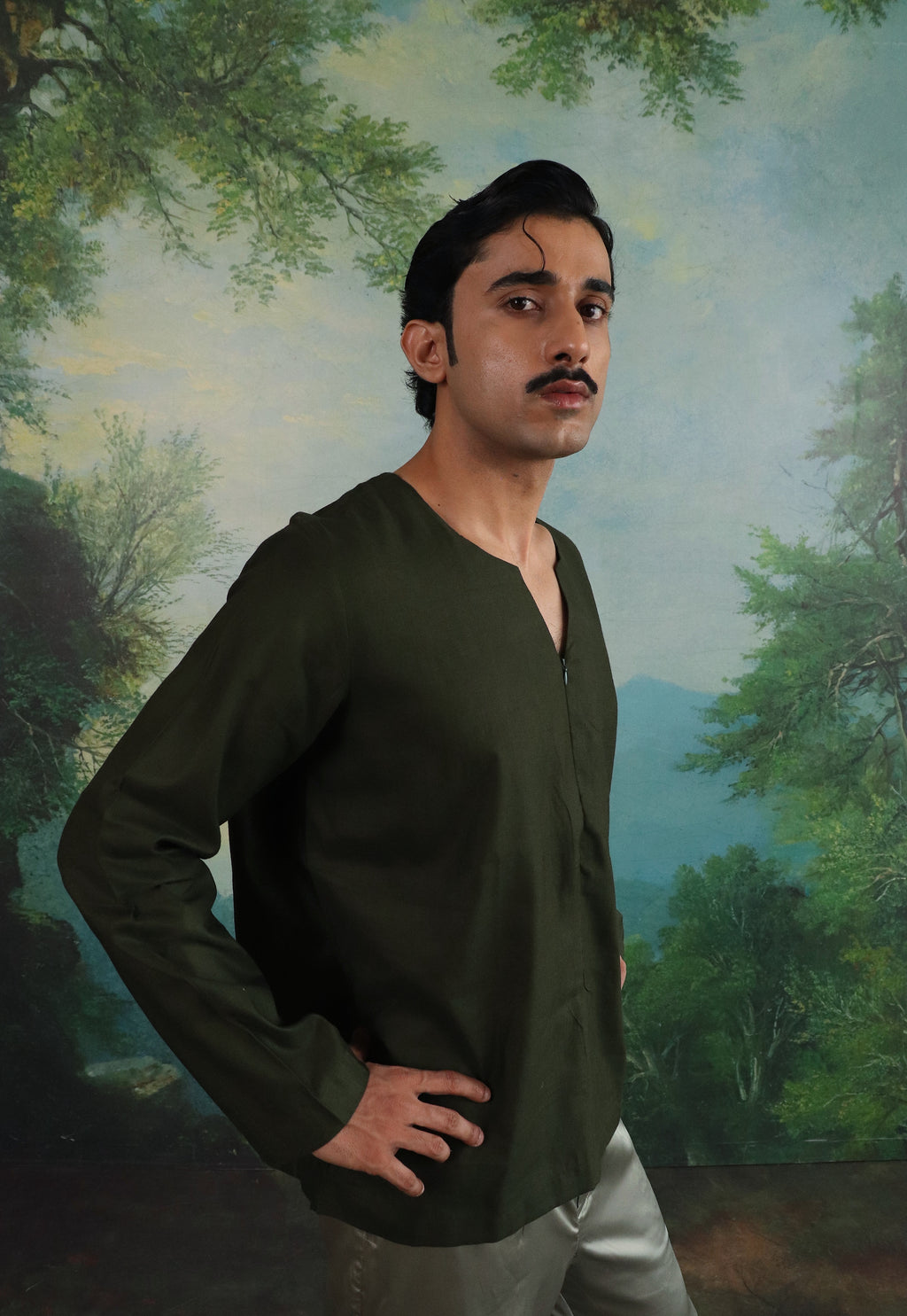 Whisper Green Relaxed Zip pullover shirt