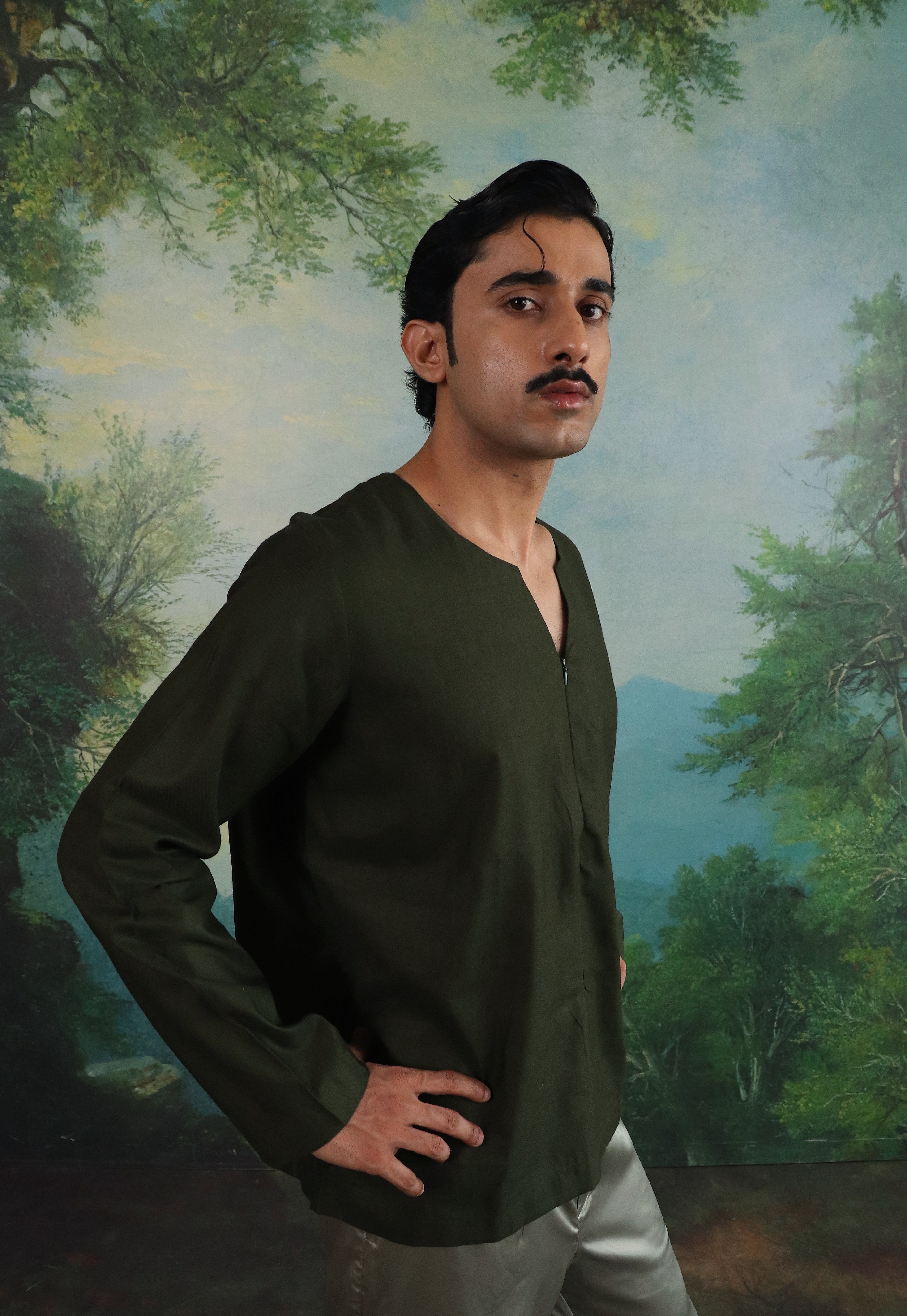 Whisper Green Relaxed Zip pullover shirt