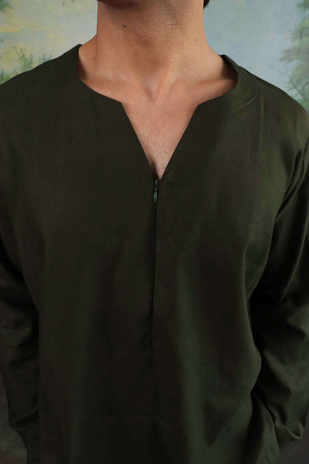 Whisper Green Relaxed Zip pullover shirt