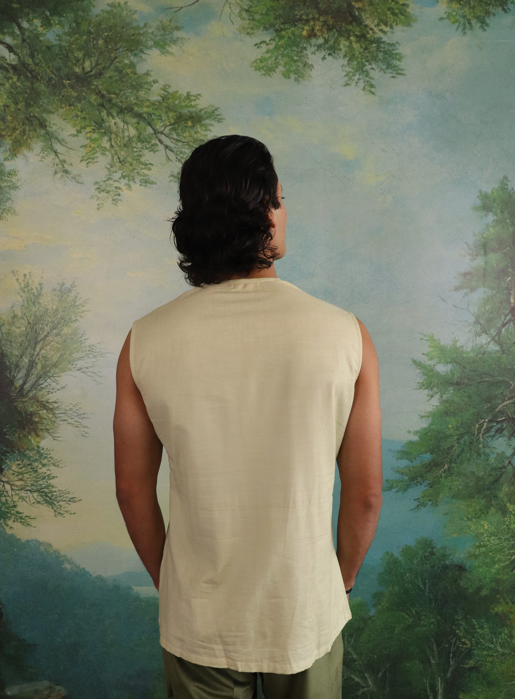 Pistachio Silk-Cotton Double Zip Pullover shirt