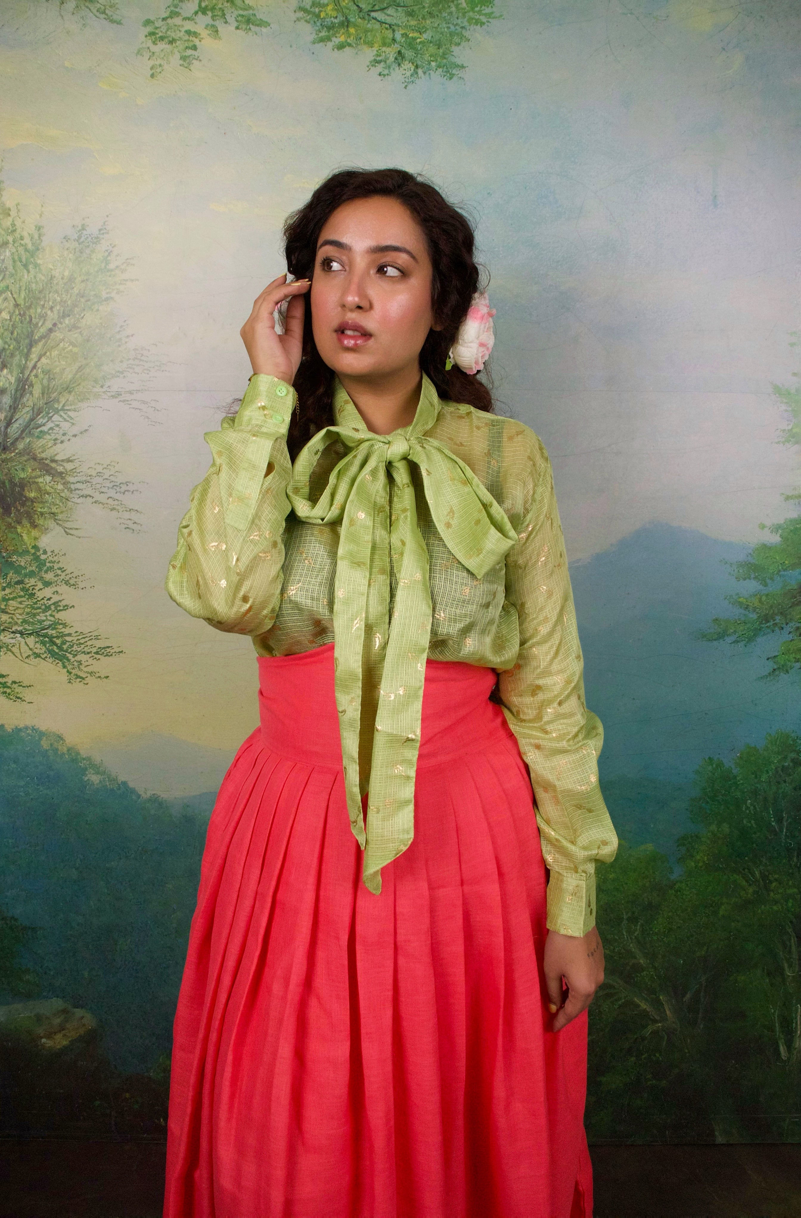 A Coral dream skirt  with pointed empire underbust waist