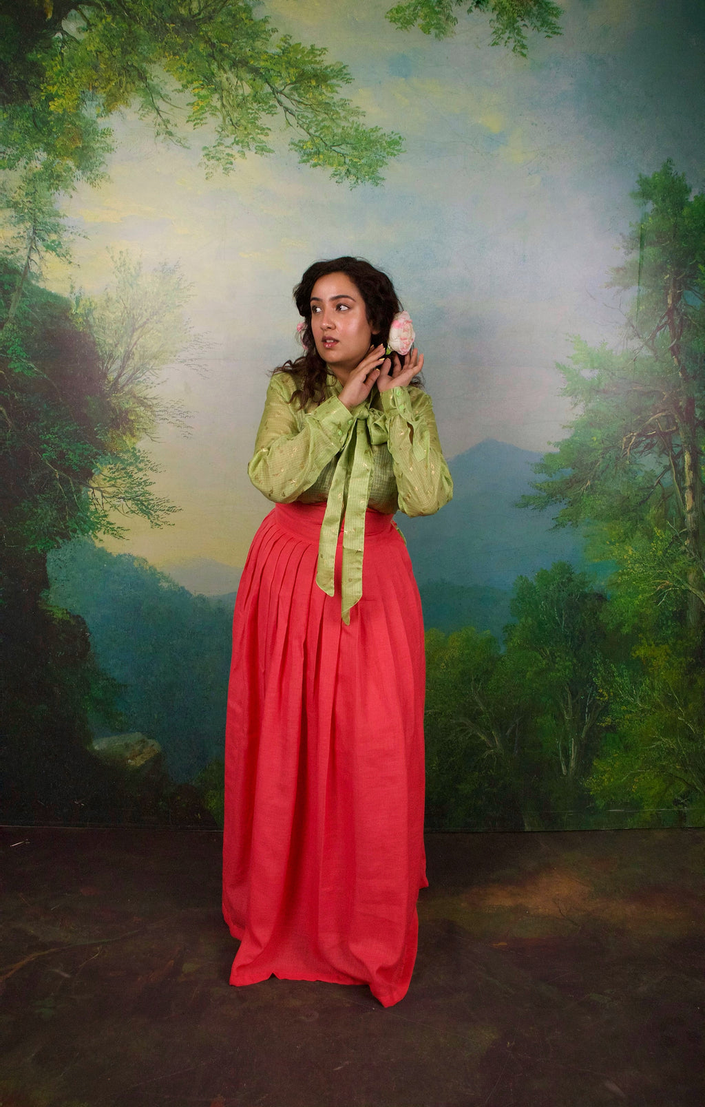 A Coral dream skirt  with pointed empire underbust waist